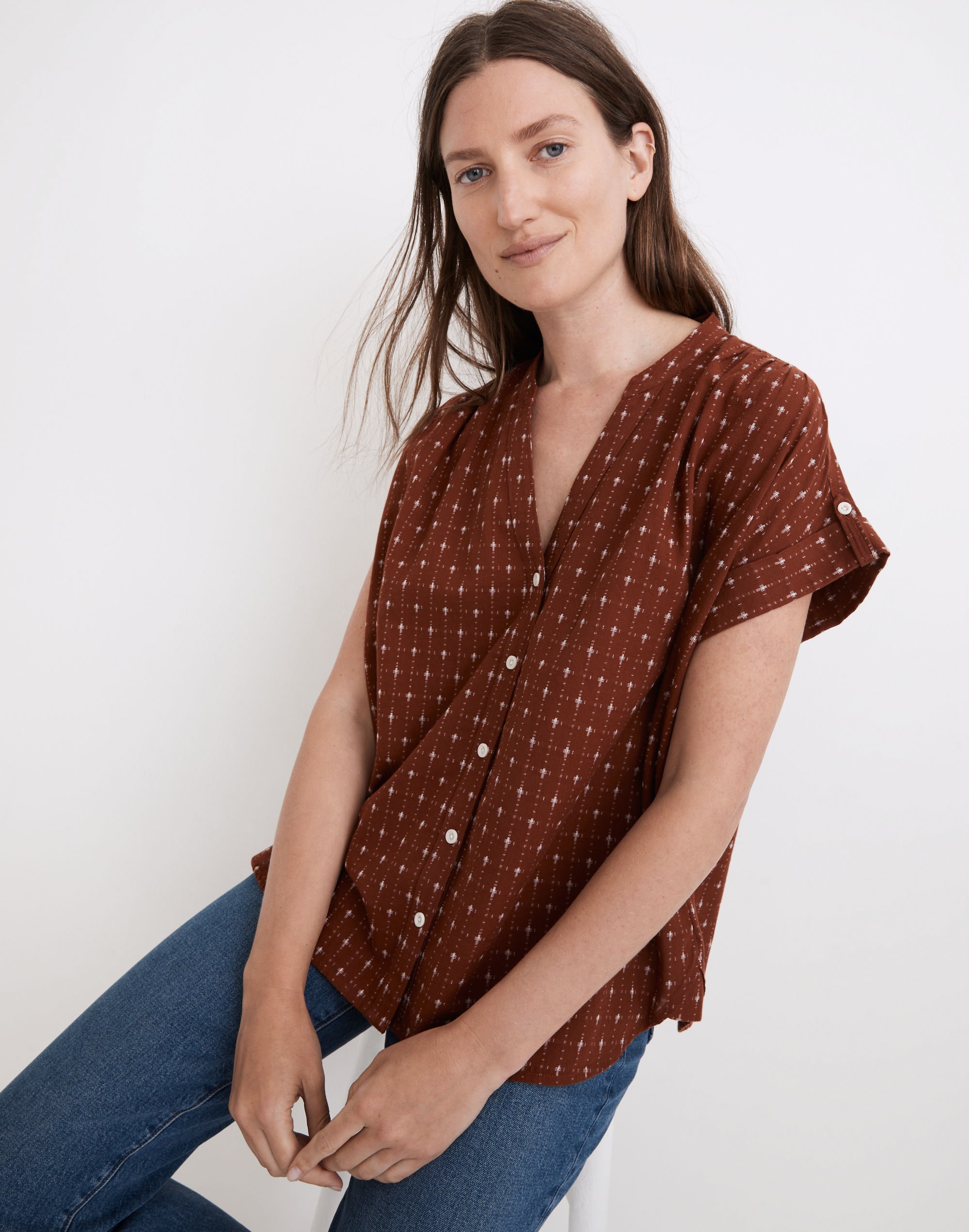 Collarless Central Shirt Jacquard | Madewell