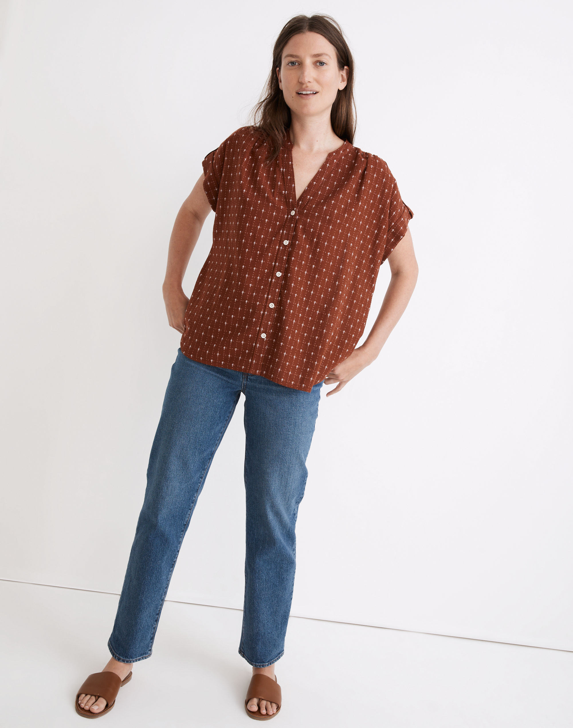 Collarless Central Shirt Jacquard | Madewell