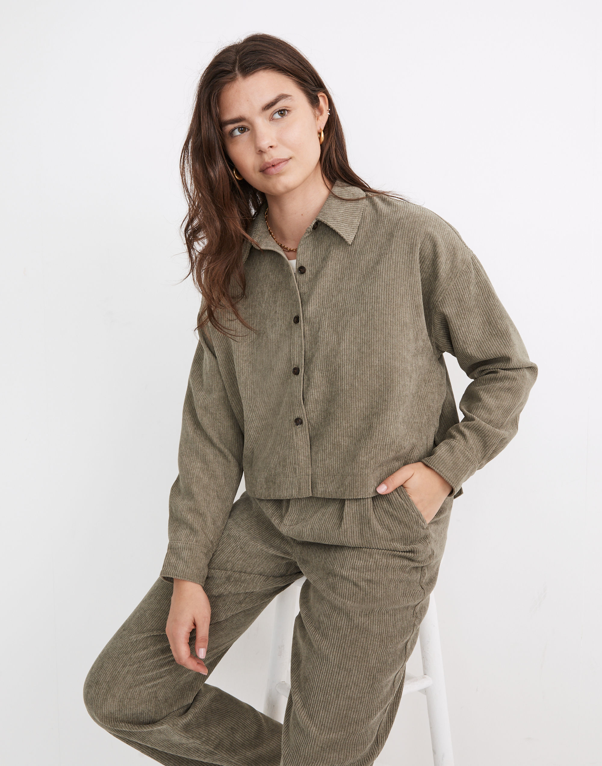 Corduroy Hartfield Crop Shirt | Madewell