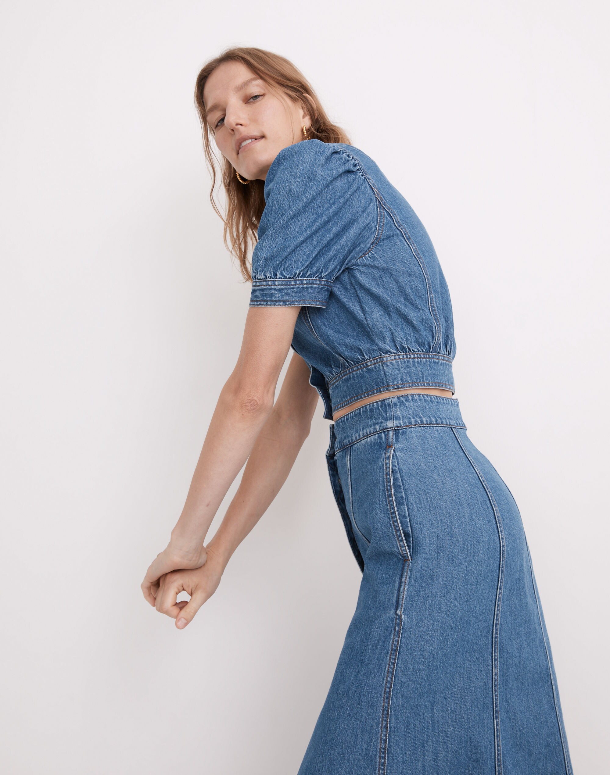 Denim Puff-Sleeve Crop Top | Madewell