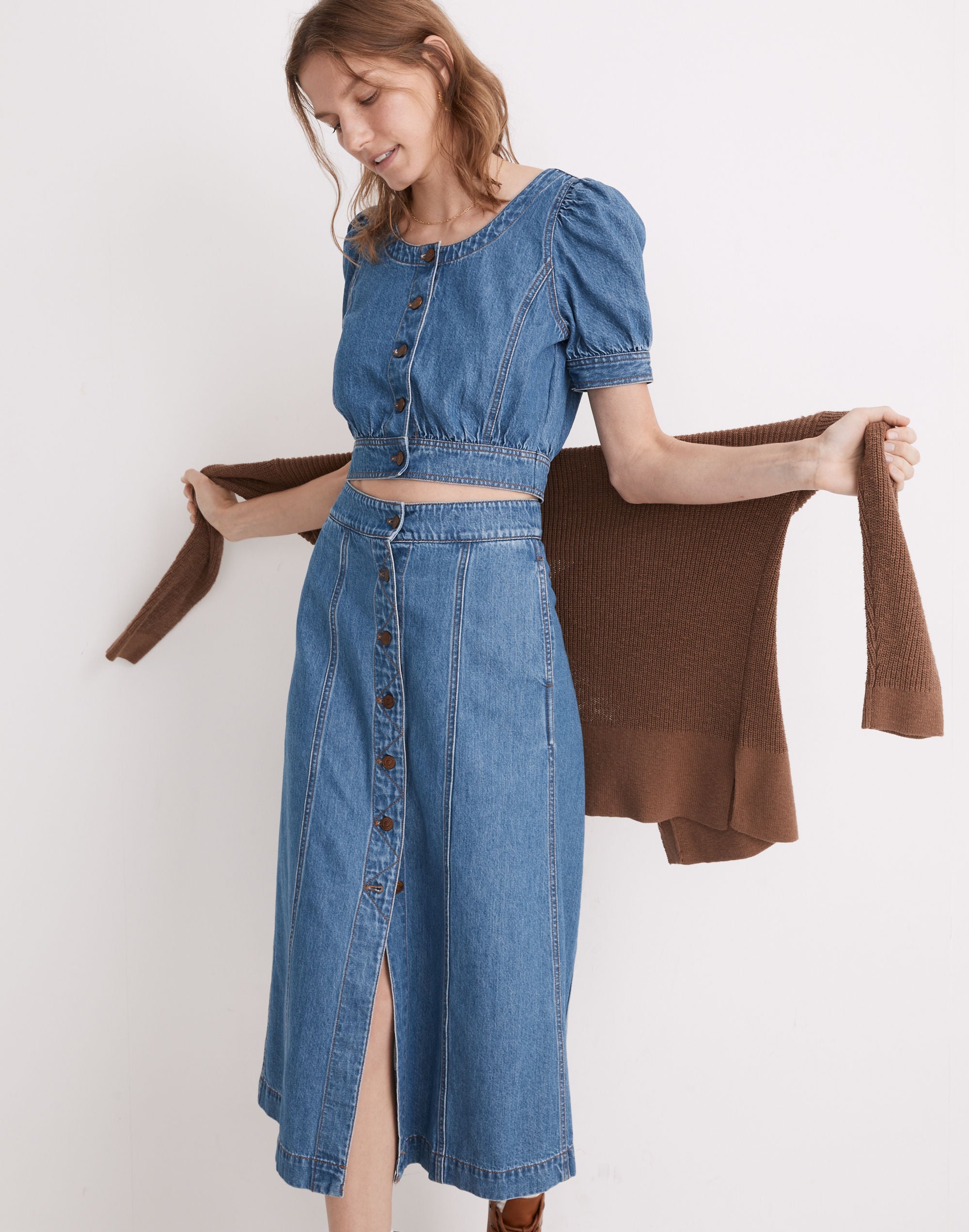 Denim Puff-Sleeve Crop Top | Madewell