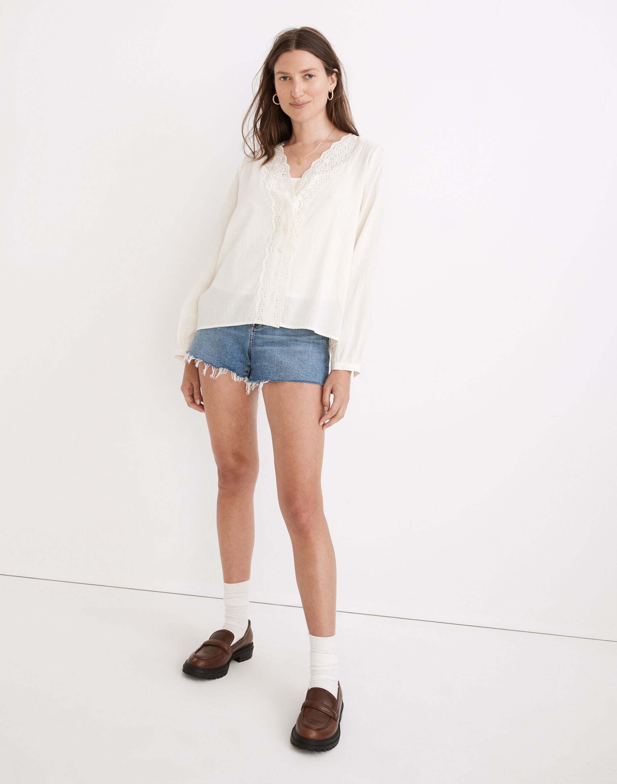 Eyelet-Trim Twin Set Top | Madewell