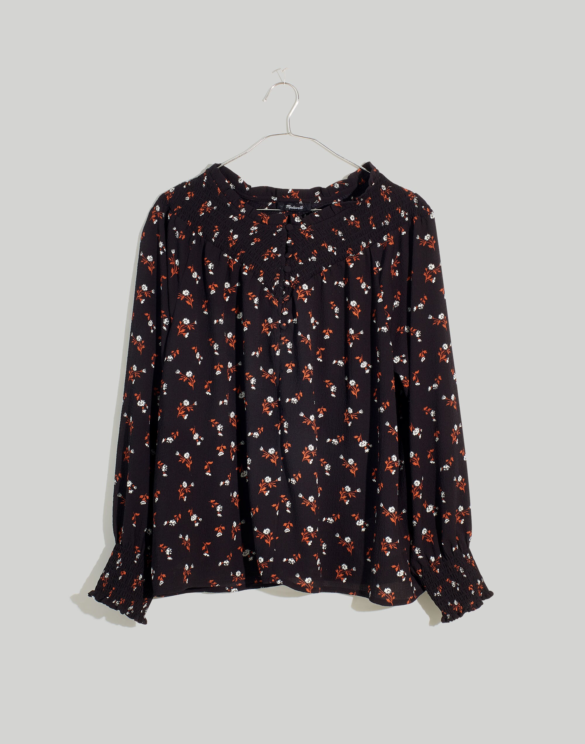 Embroidered Smockneck Top in Tossed Floral | Madewell