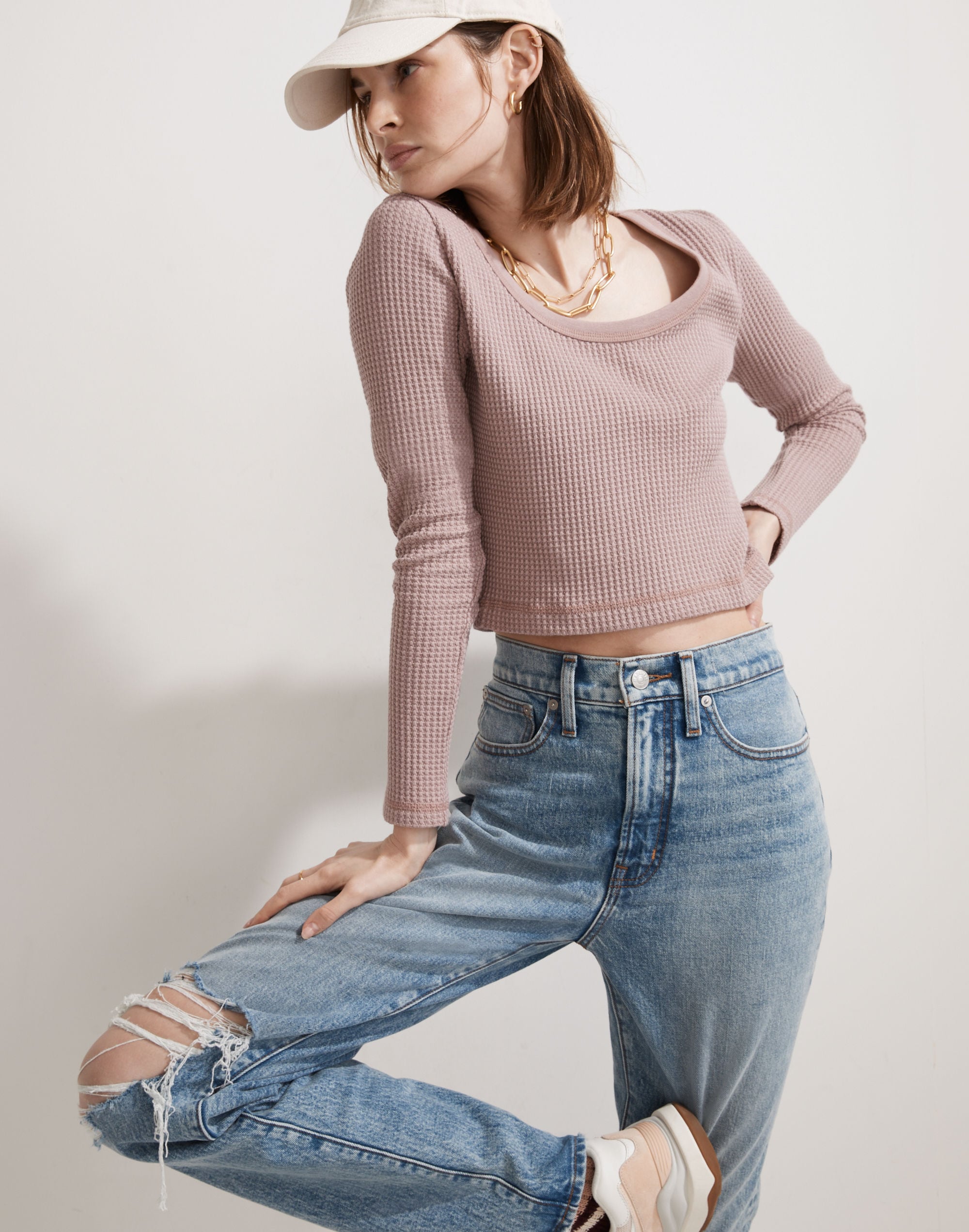 MWL Waffle Long-Sleeve Crop Tee | Madewell