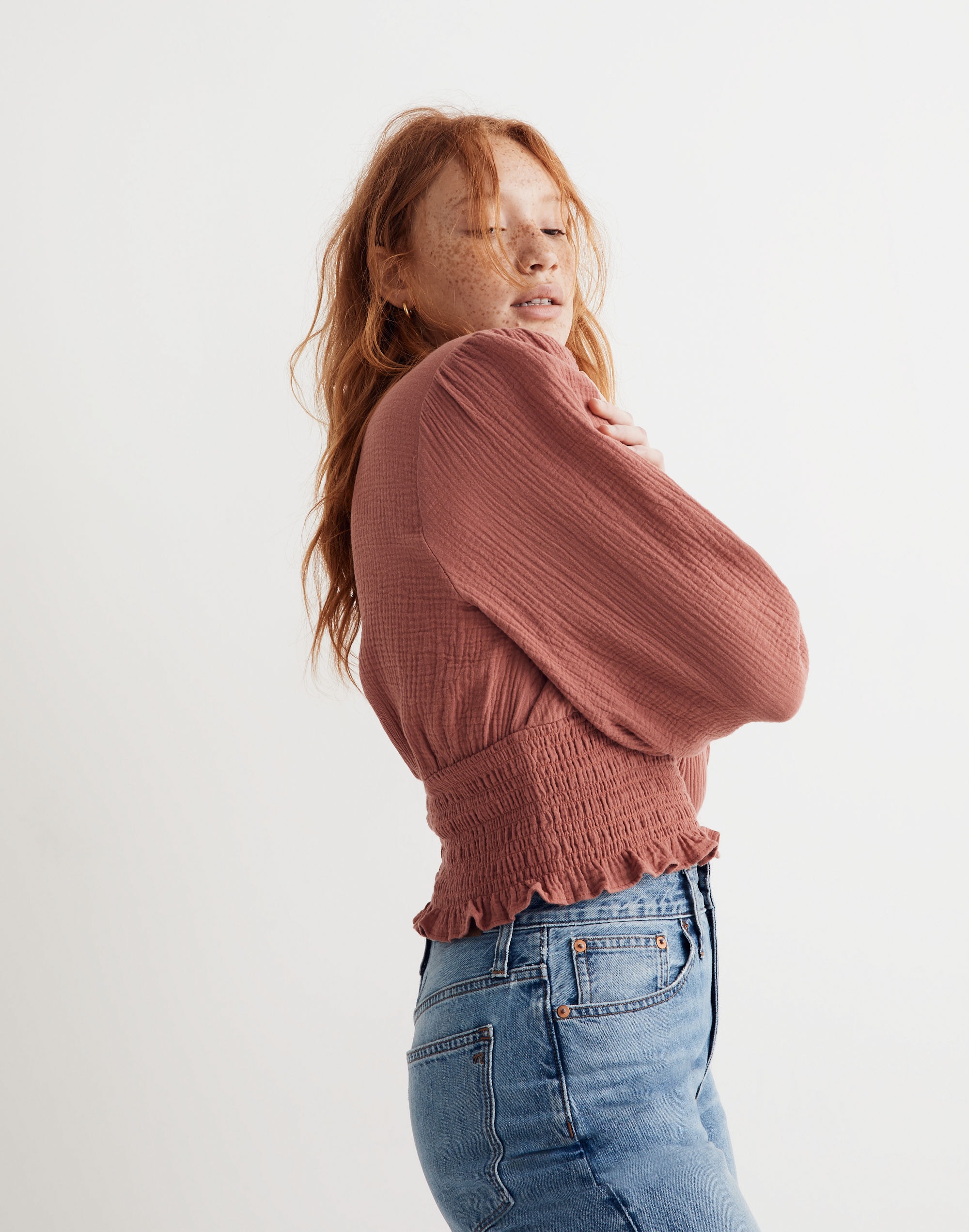 Lightspun Julianne Smocked-Waist Top | Madewell