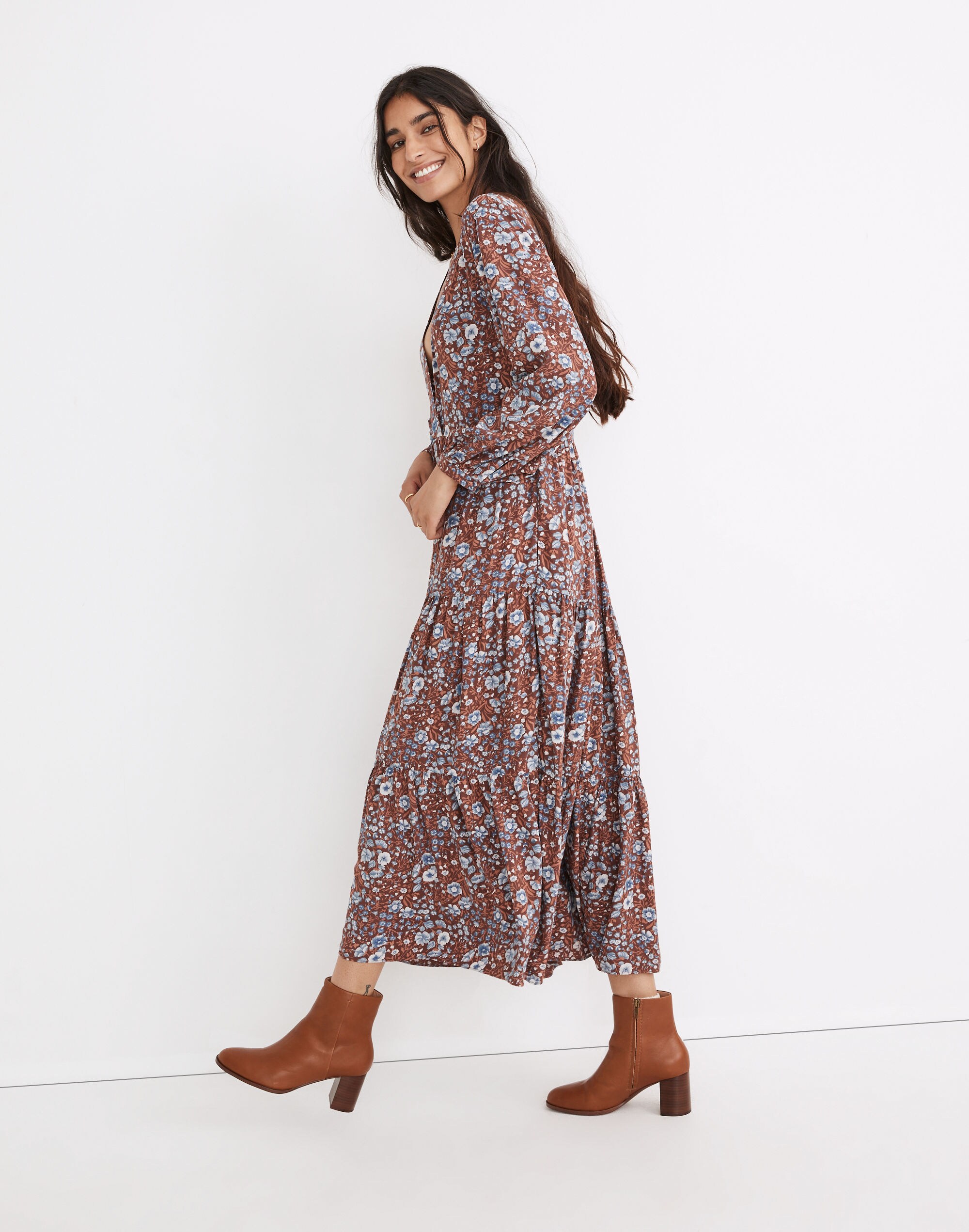 Challis Wrap Midi Dress in Woodland Floral | Madewell