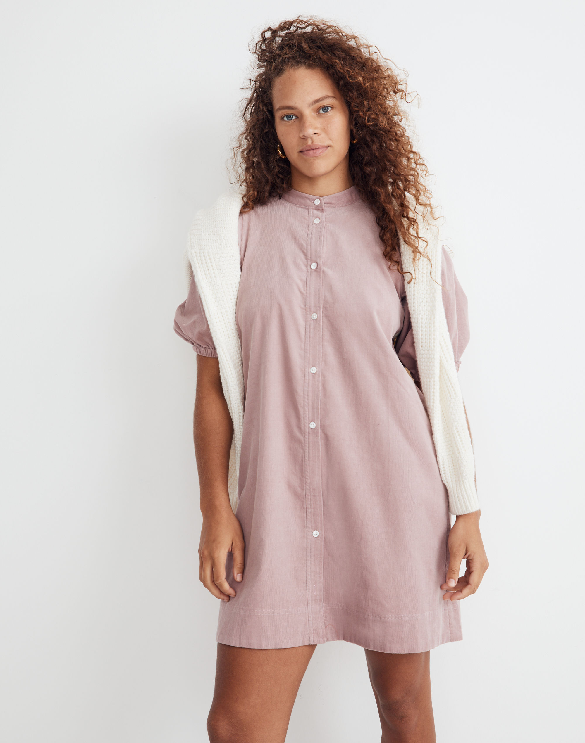 Corduroy Puff-Sleeve Mini Dress | Madewell