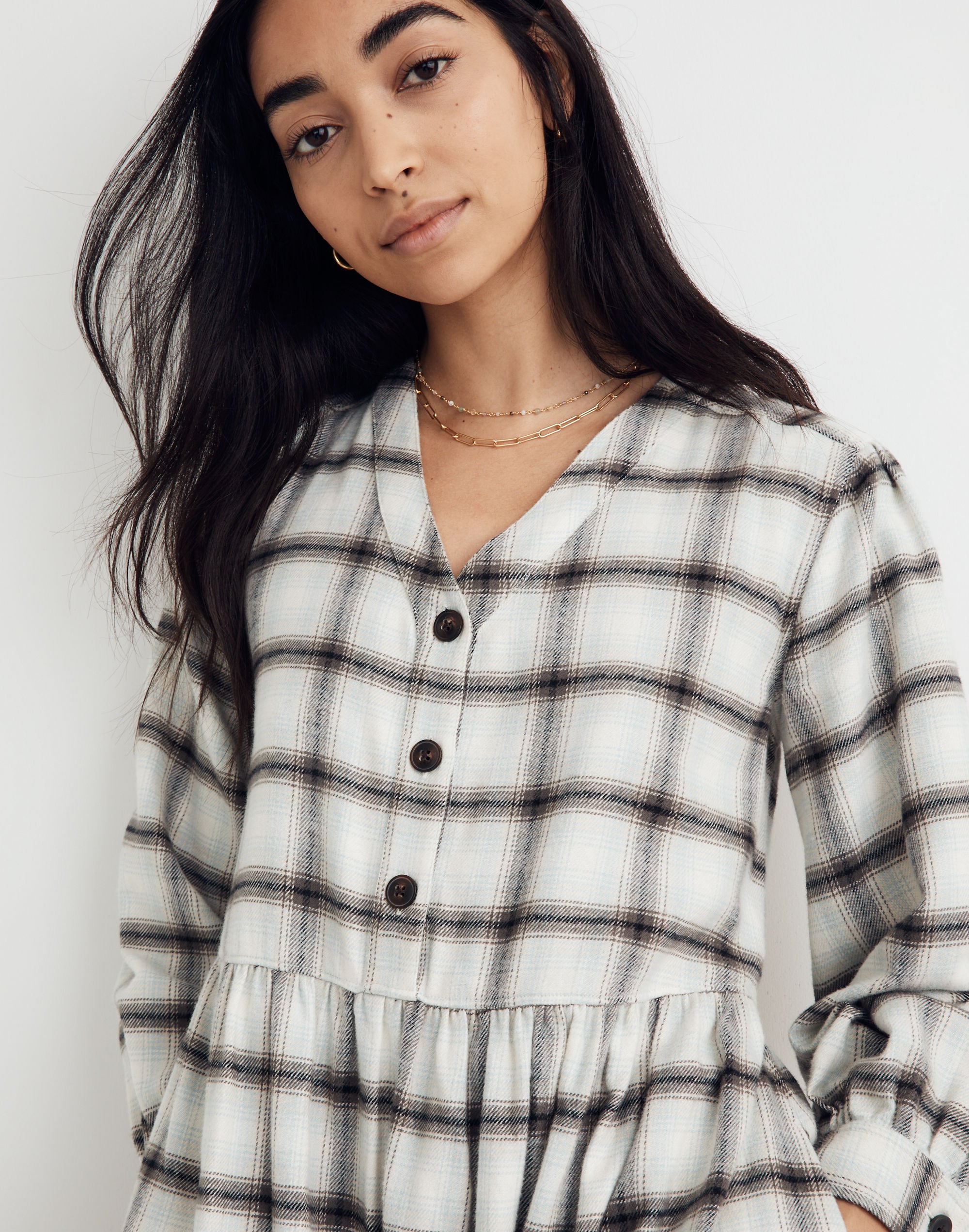 Flannel Button-Front Midi Dress | Madewell