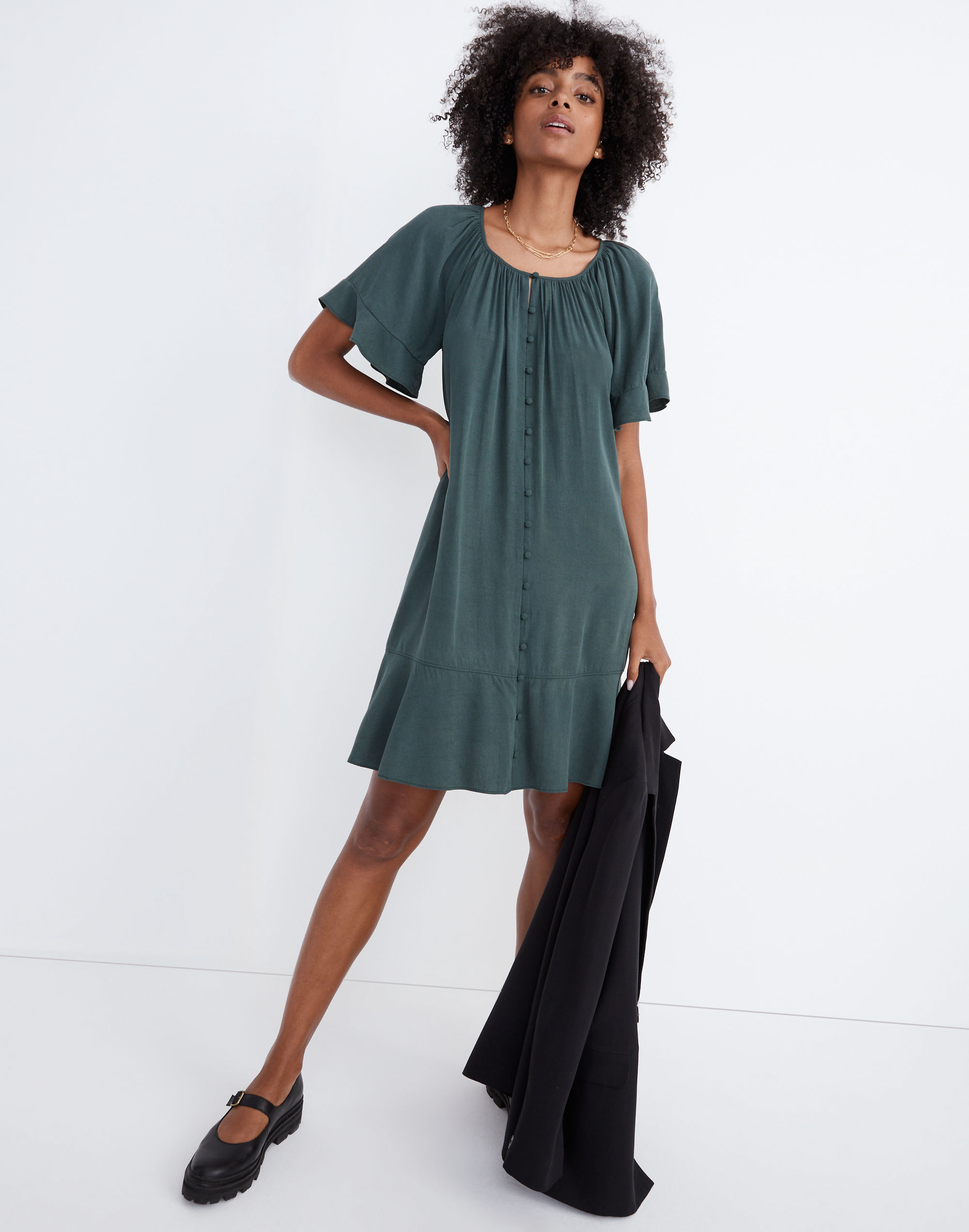 Lusterweave Button-Front Mini Dress | Madewell