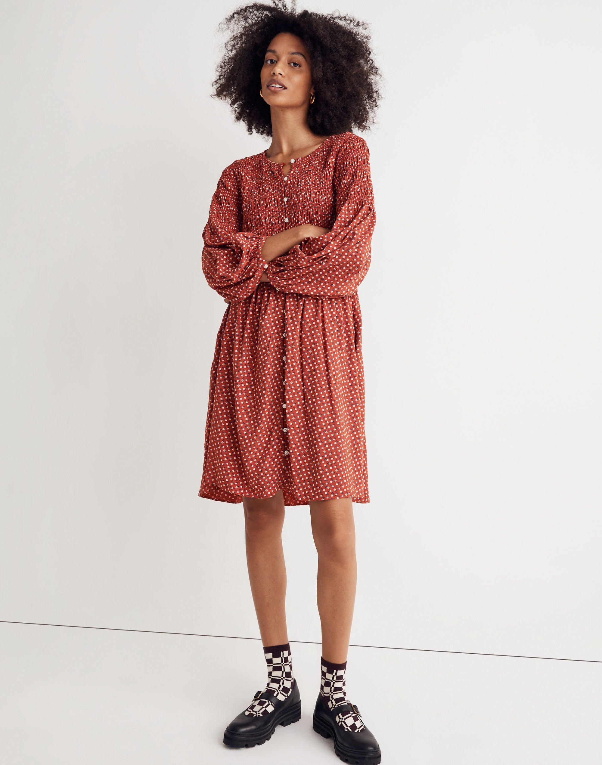 Challis Button-Front Mini Dress Tiny Daisy | Madewell