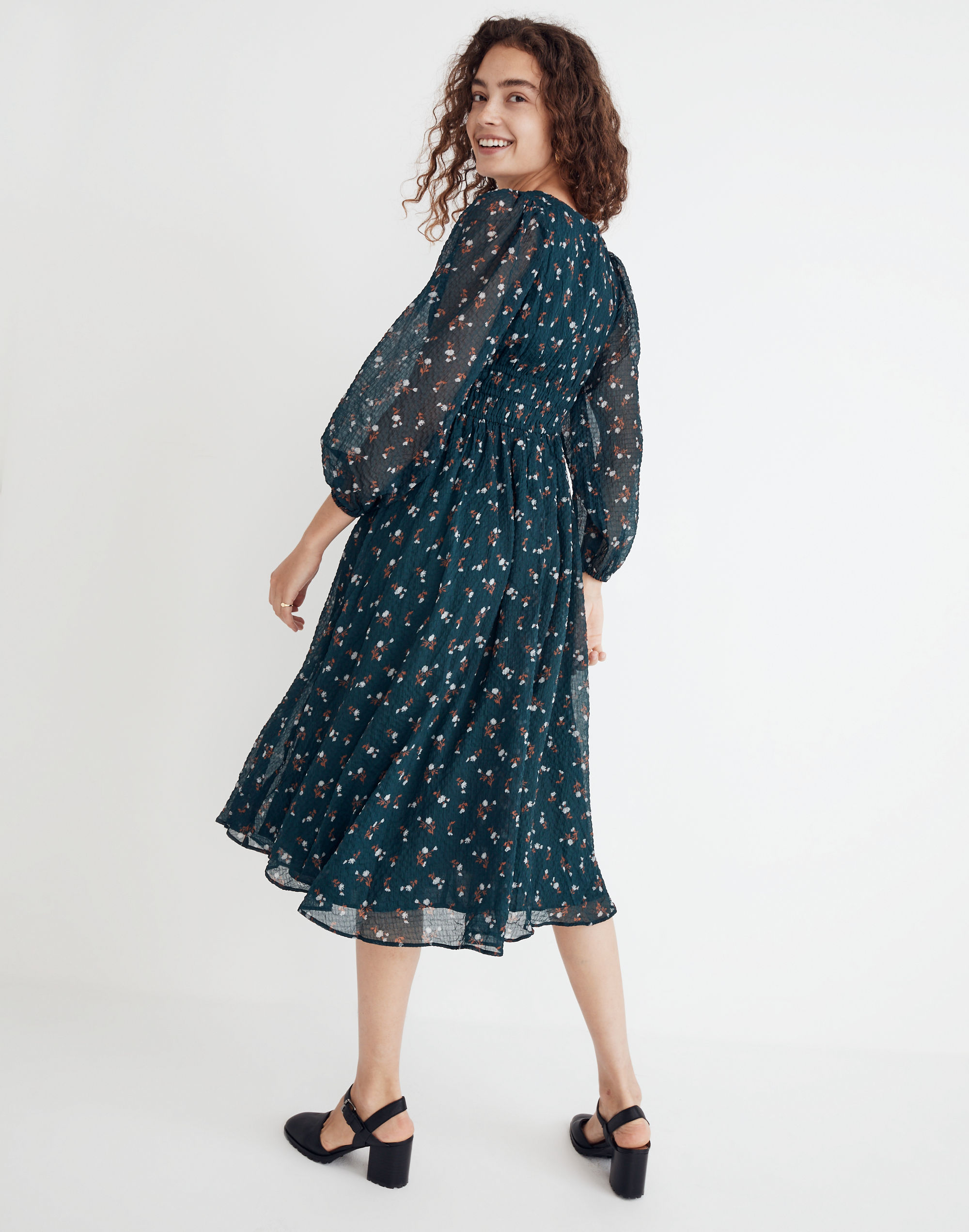 Seersucker Sophia Midi Dress in Woodland Floral | Madewell