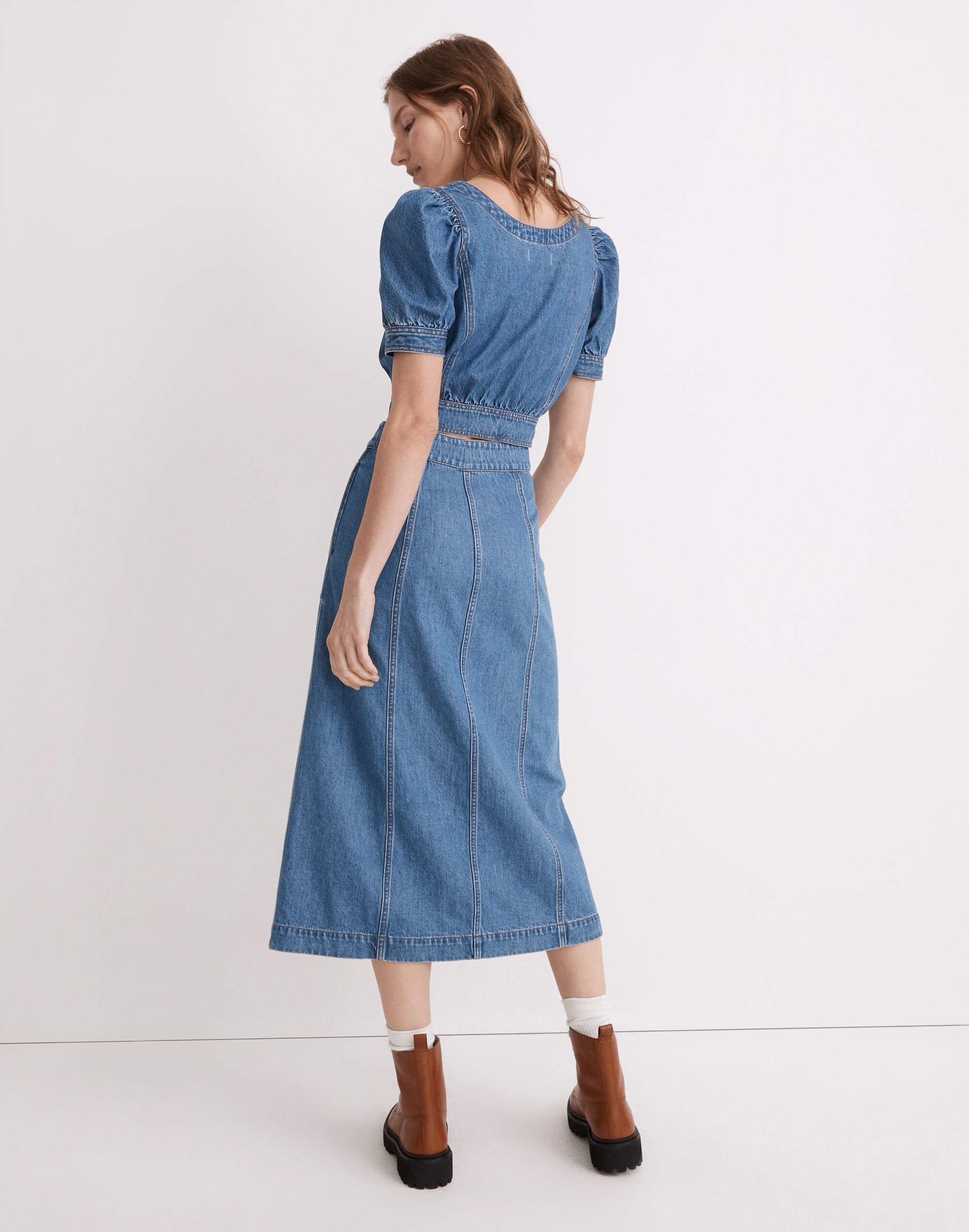 Denim Button-Front A-Line Midi Skirt | Madewell