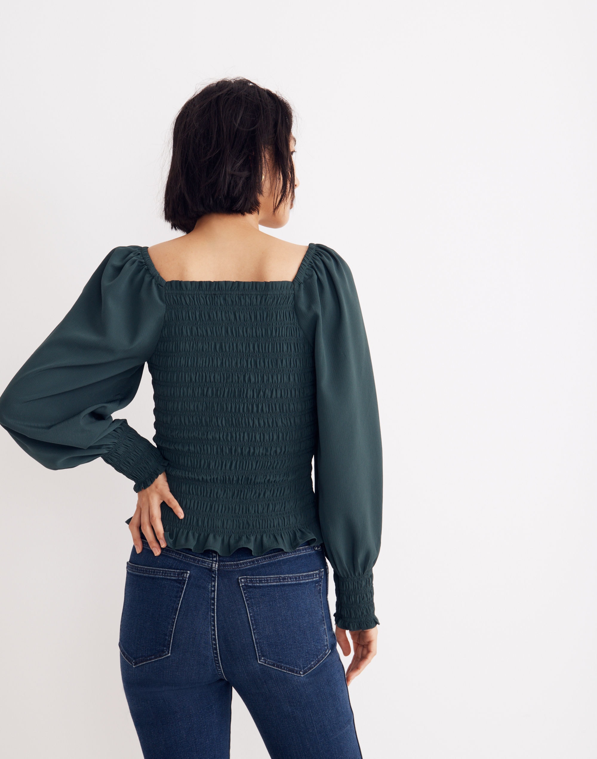 Lucie Bubble-Sleeve Smocked Top | Madewell