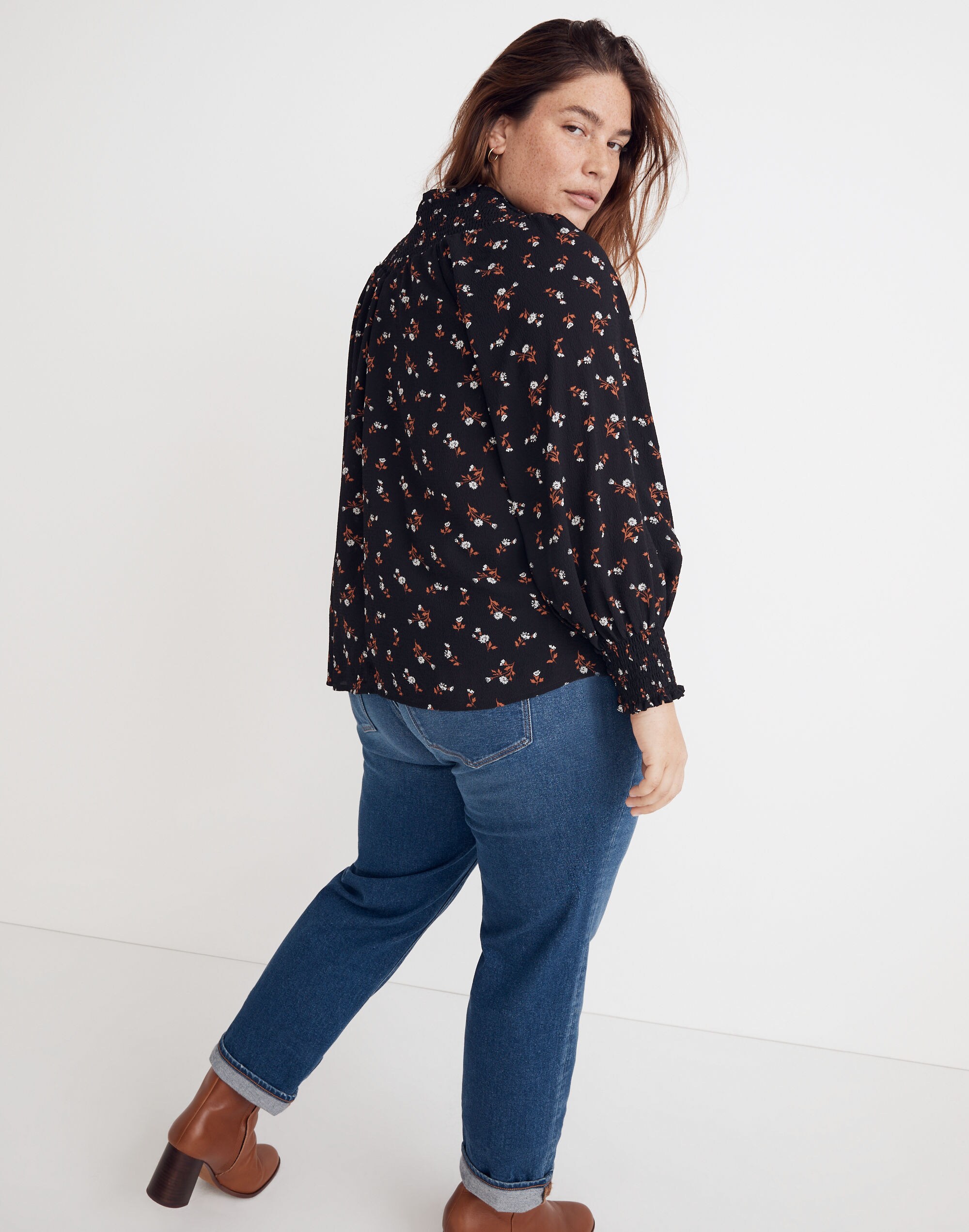 Plus Embroidered Smockneck Top Tossed Floral | Madewell