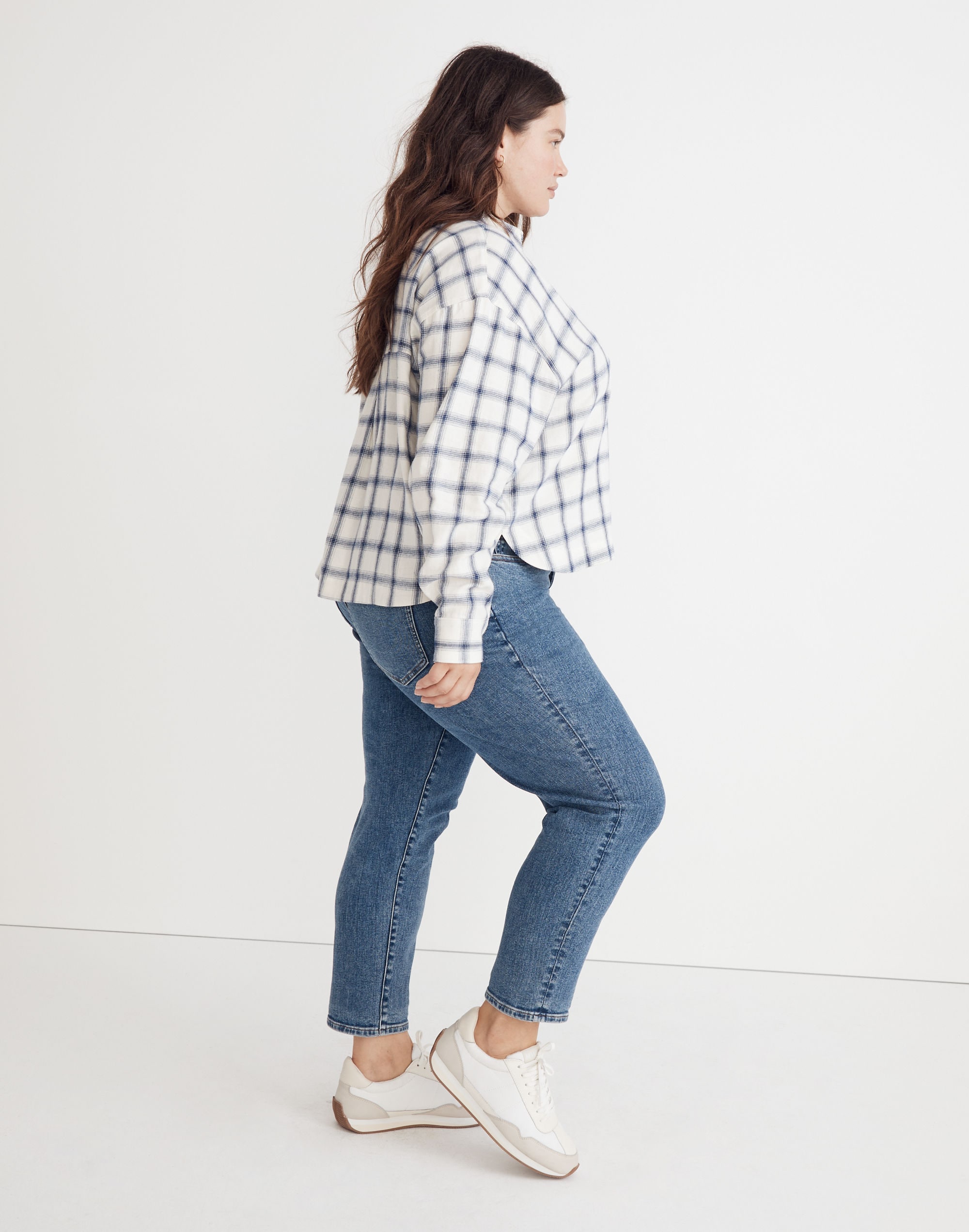 Plus Flannel Hartfield Crop Shirt in Windowpane | Madewell