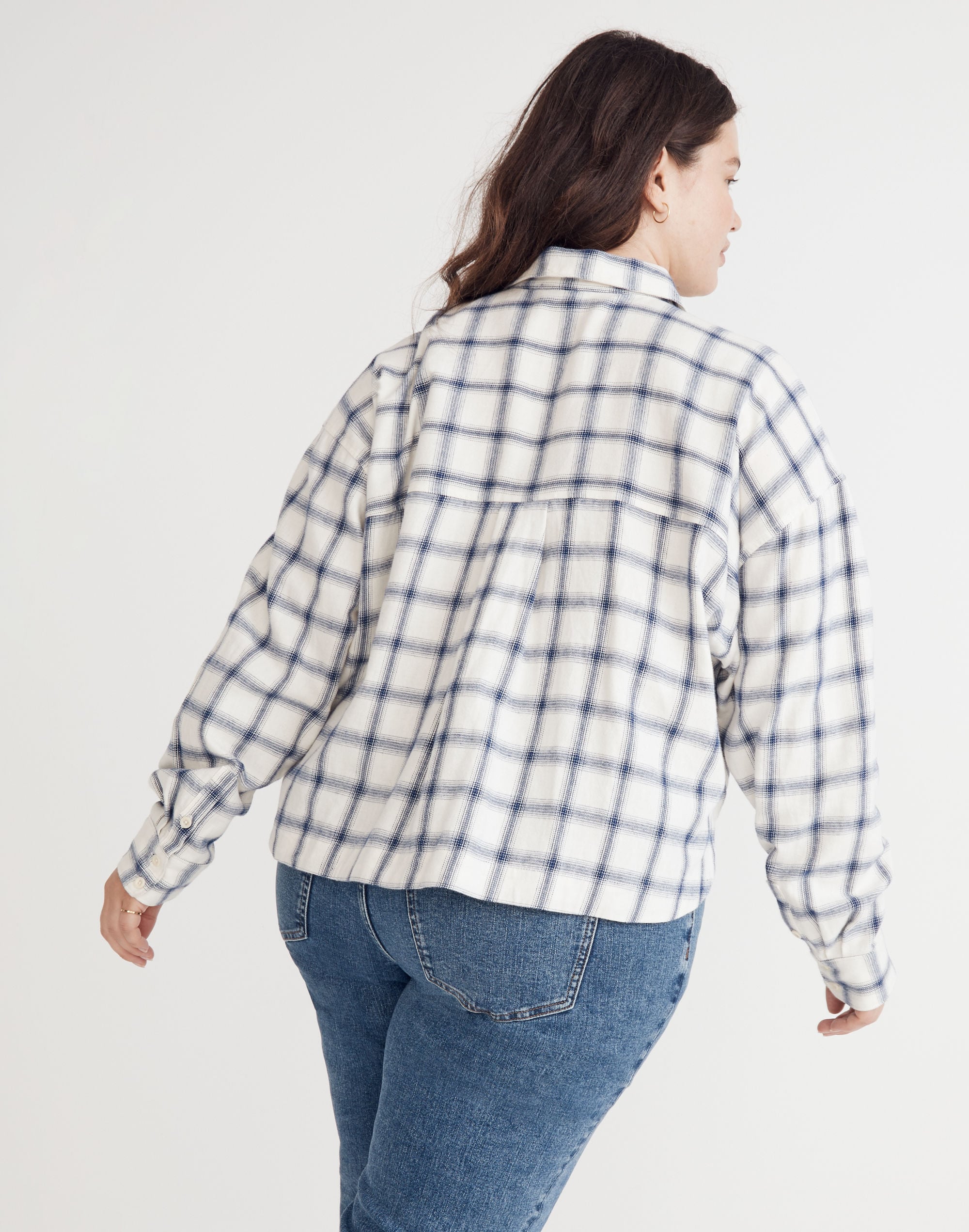 Plus Flannel Hartfield Crop Shirt in Windowpane | Madewell