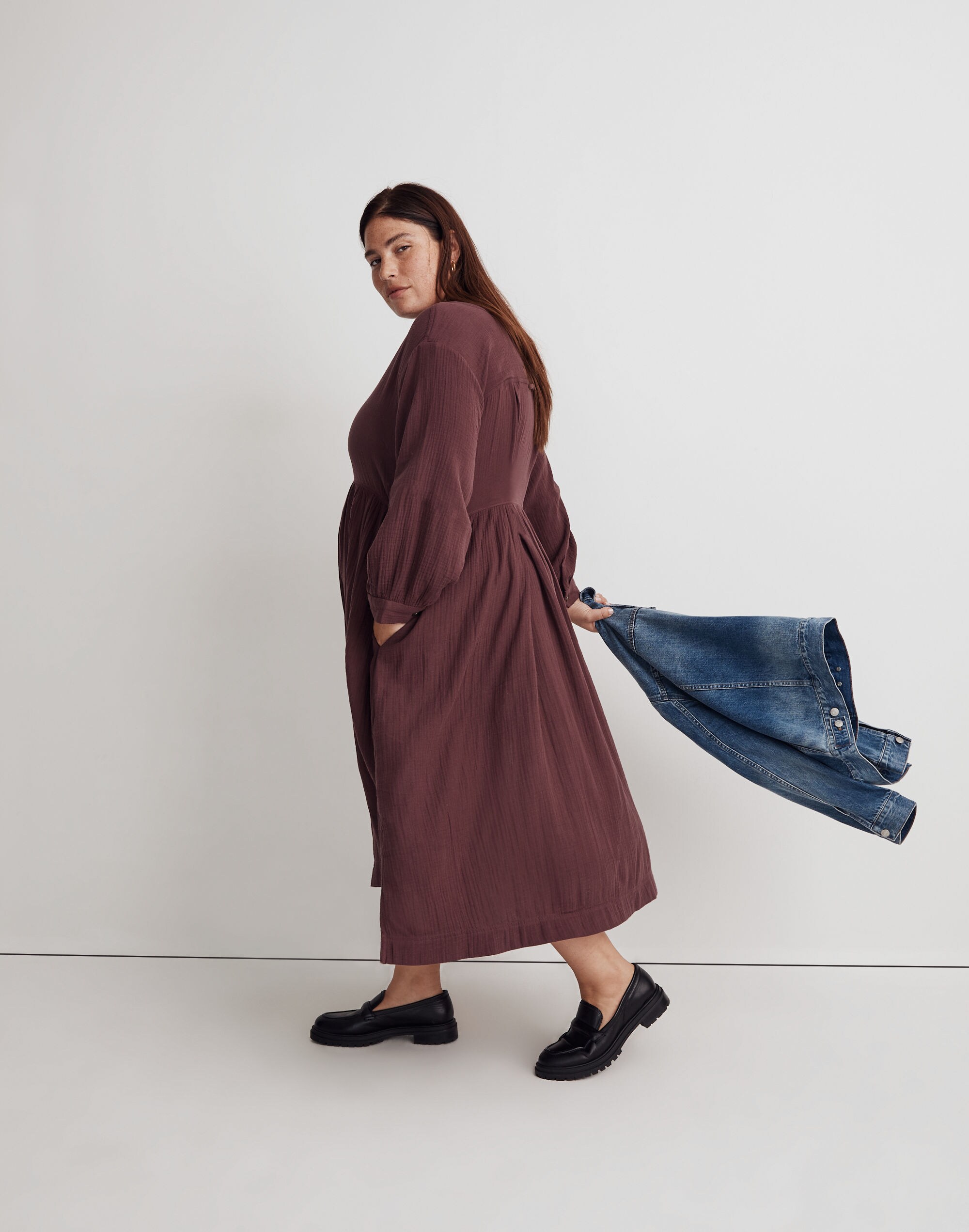 Plus Lightspun Button-Front Midi Dress | Madewell