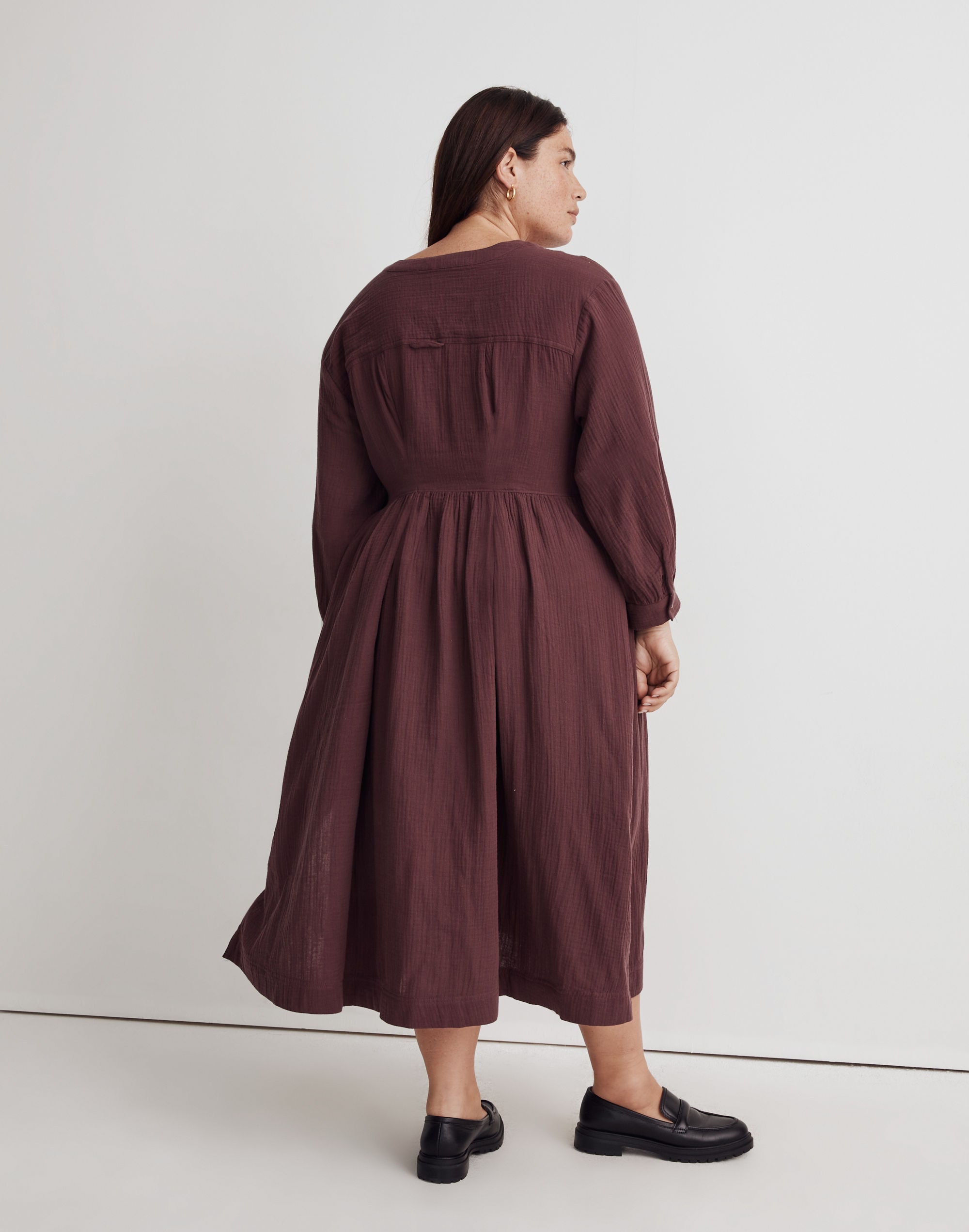 Plus Lightspun Button-Front Midi Dress | Madewell