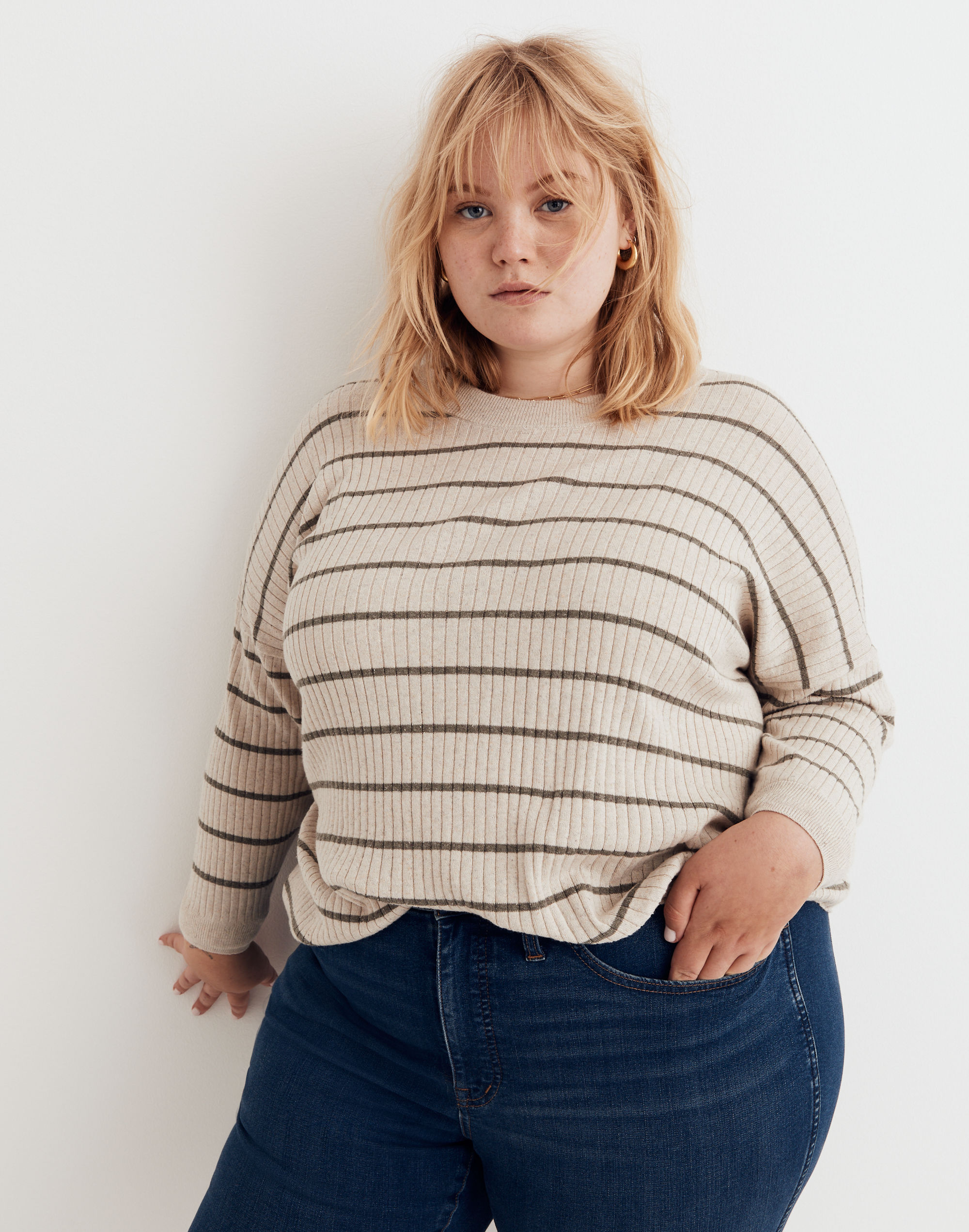 Plus Lawson Crop Pullover Sweater in Stripe | Madewell