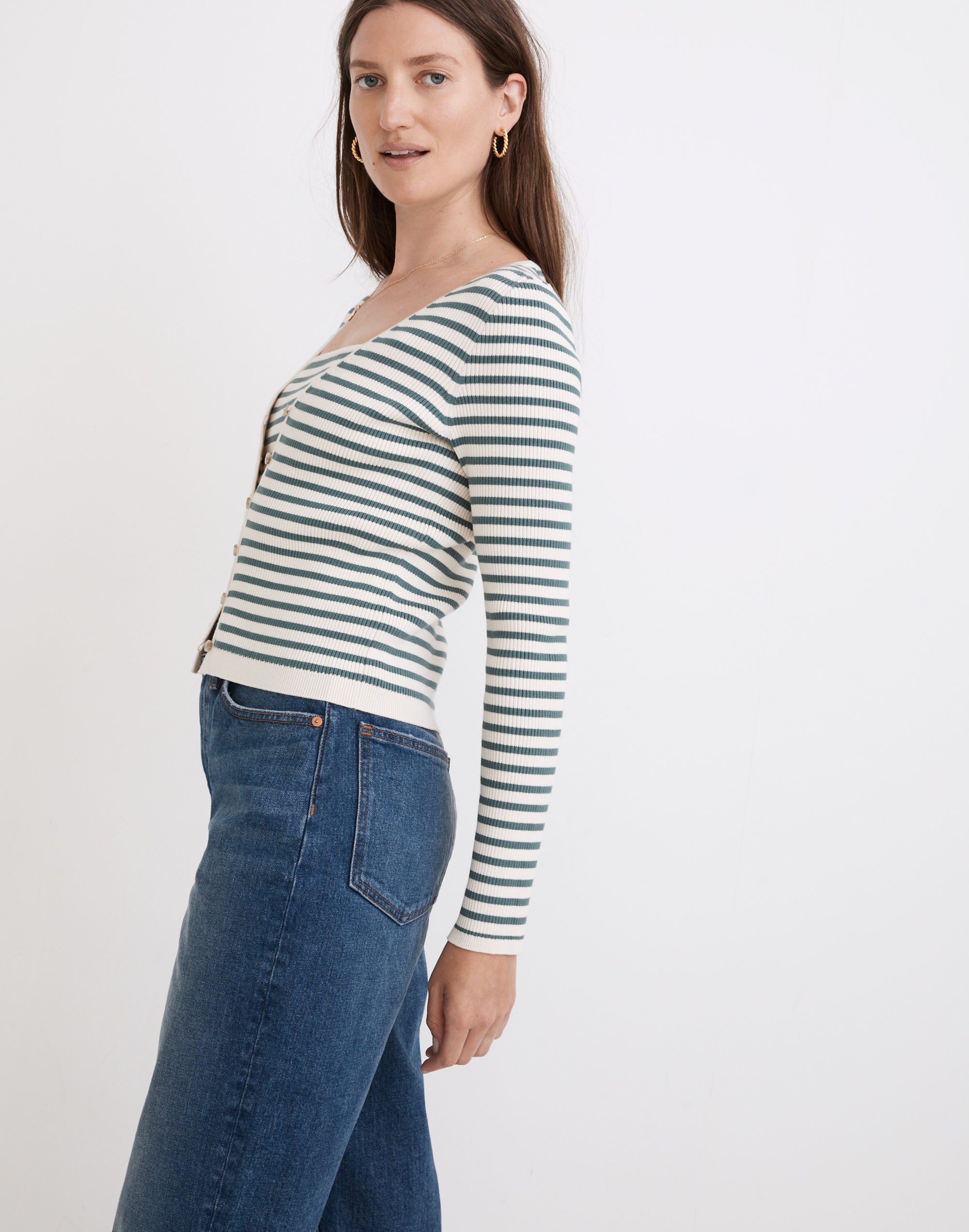 Carmon Crop Cardigan Sweater Stripe | Madewell