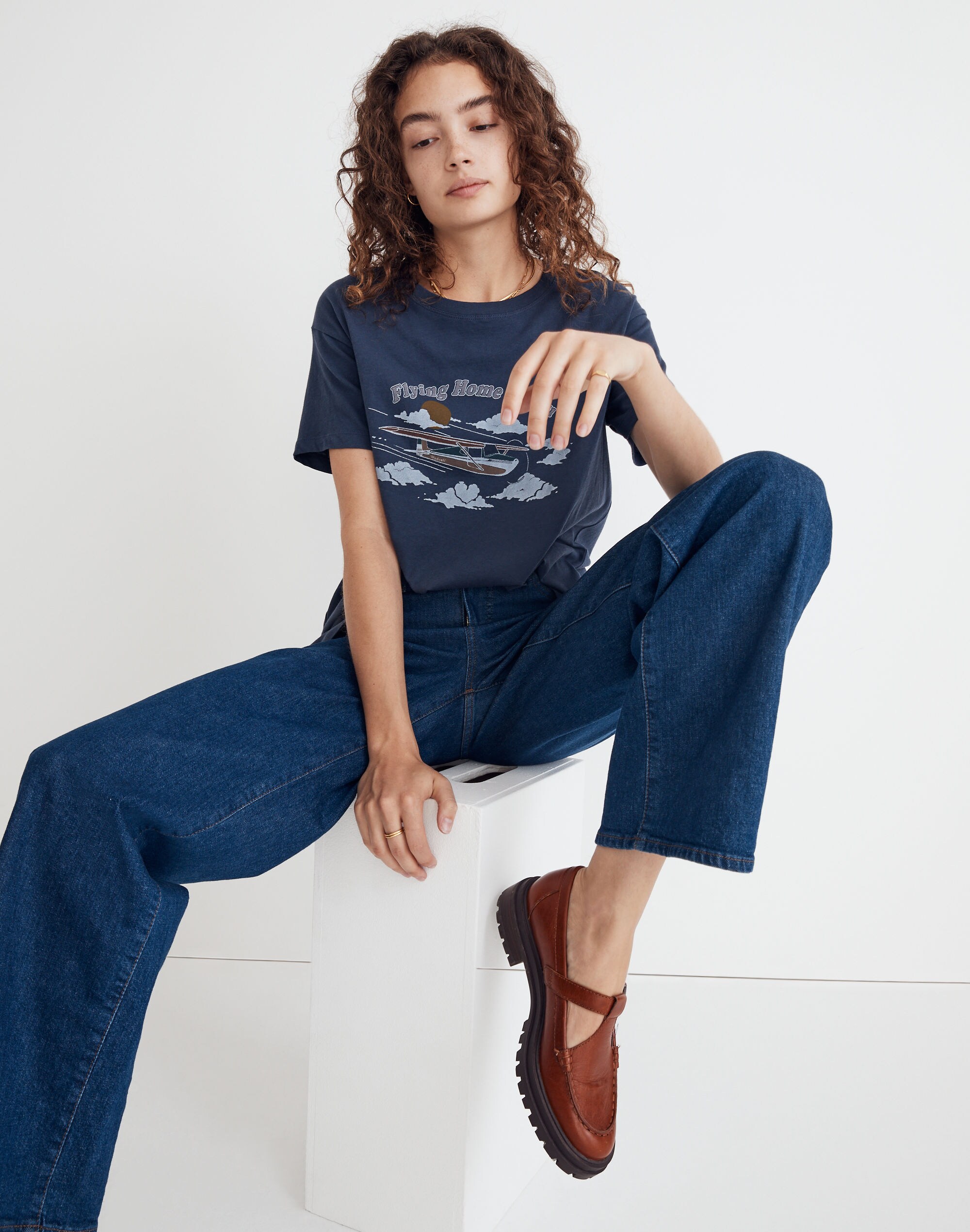 Flying Home to You Softfade Cotton Oversized Tee | Madewell