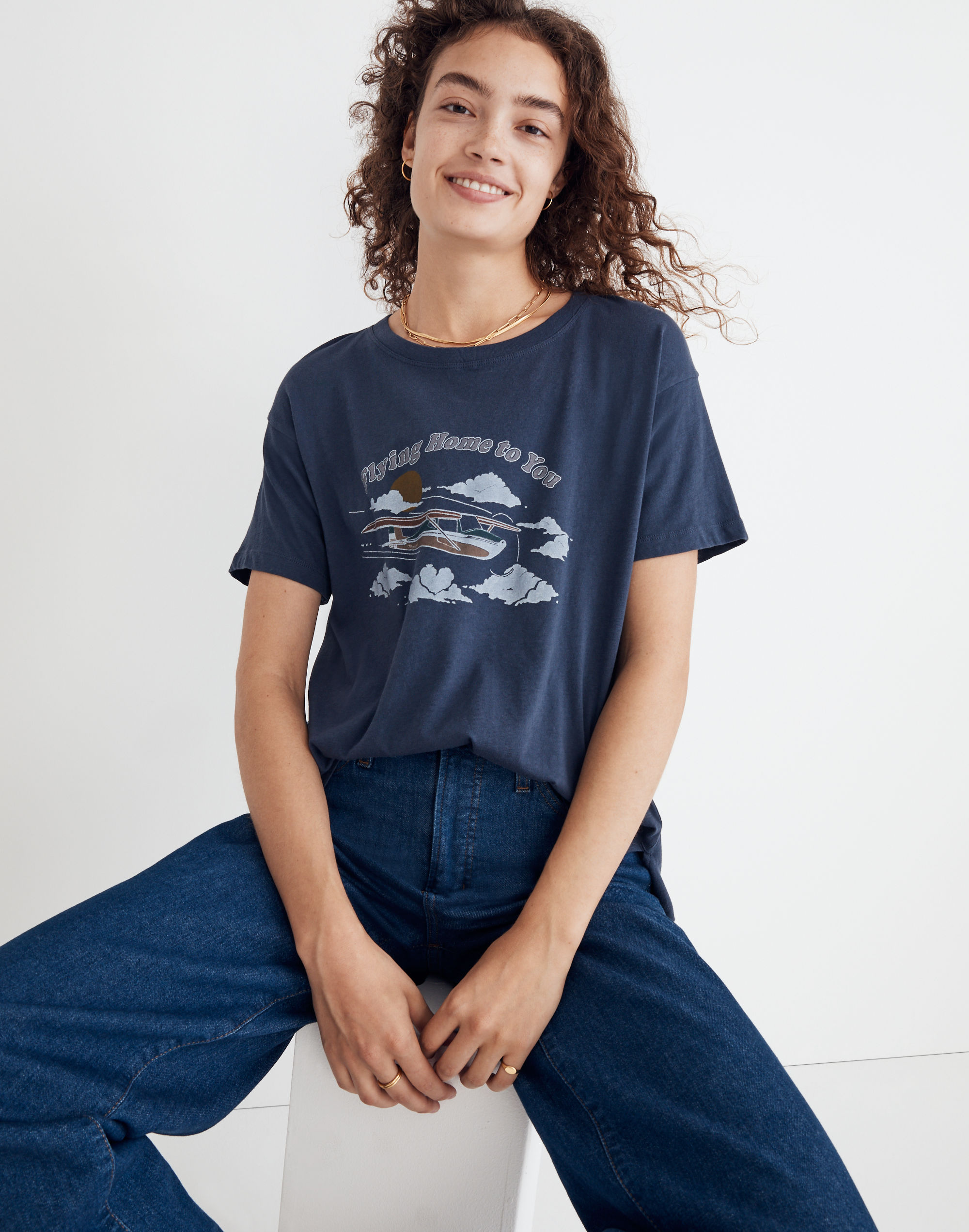 Flying Home to You Softfade Cotton Oversized Tee | Madewell