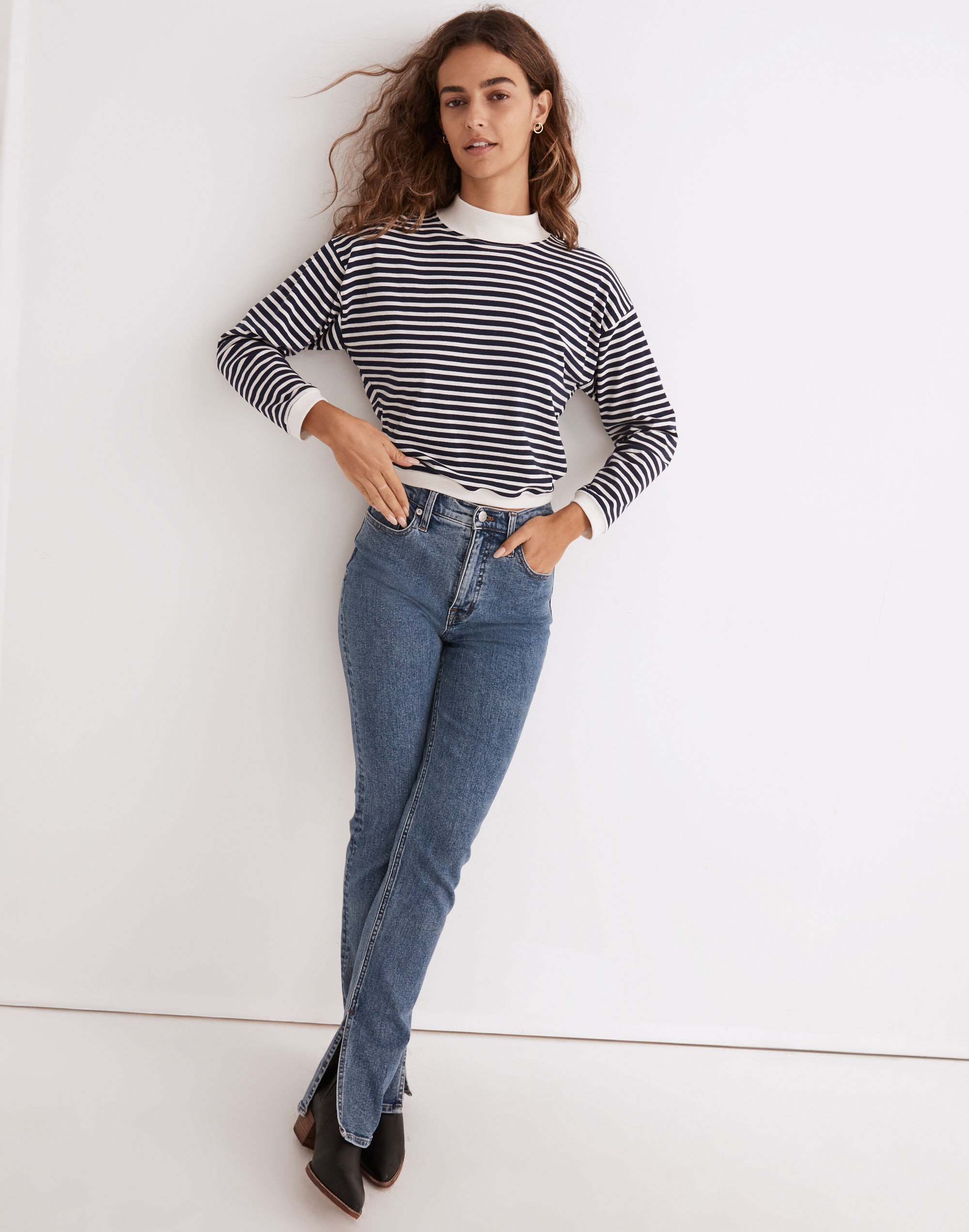 Rivet & Thread Mockneck Crop Tee Stripe | Madewell