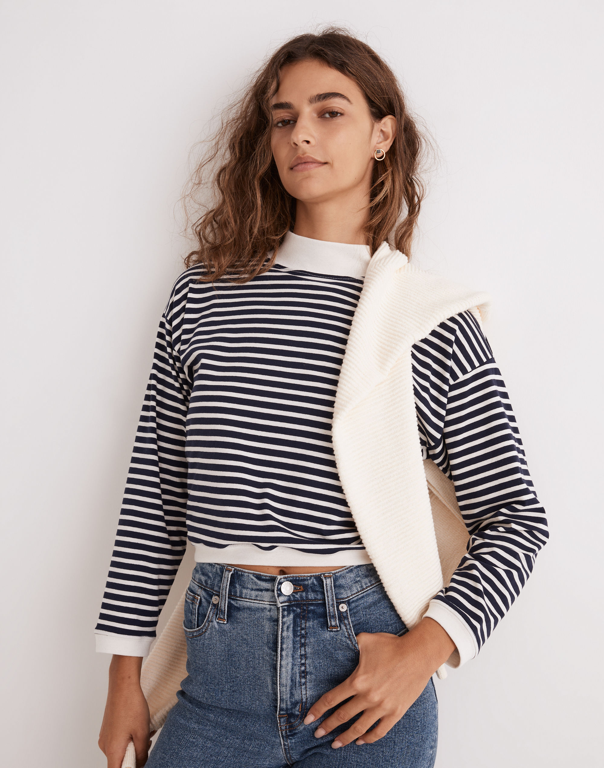 Rivet & Thread Mockneck Crop Tee Stripe | Madewell