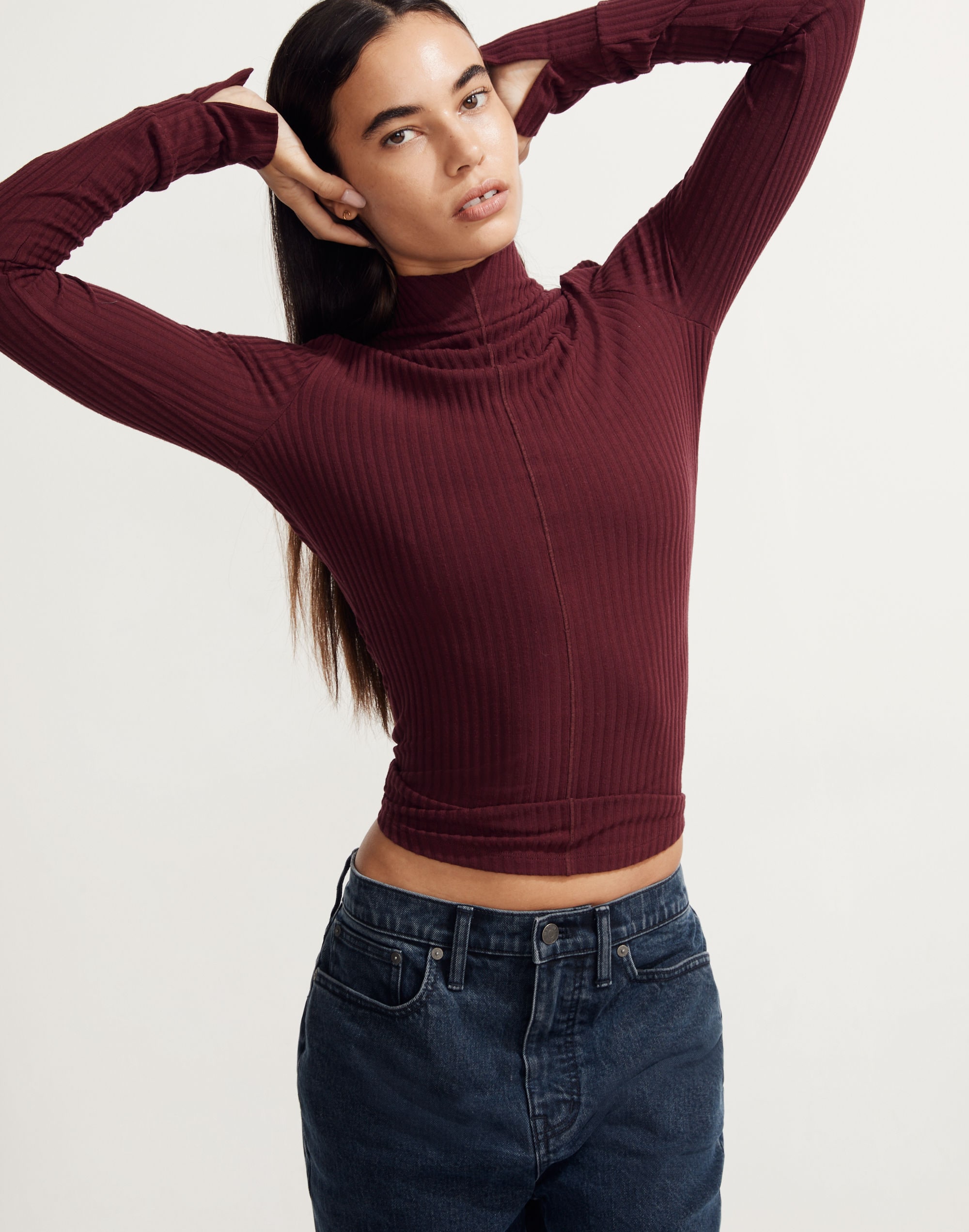 MWL Brushed Rib Long-Sleeve Turtleneck Top | Madewell