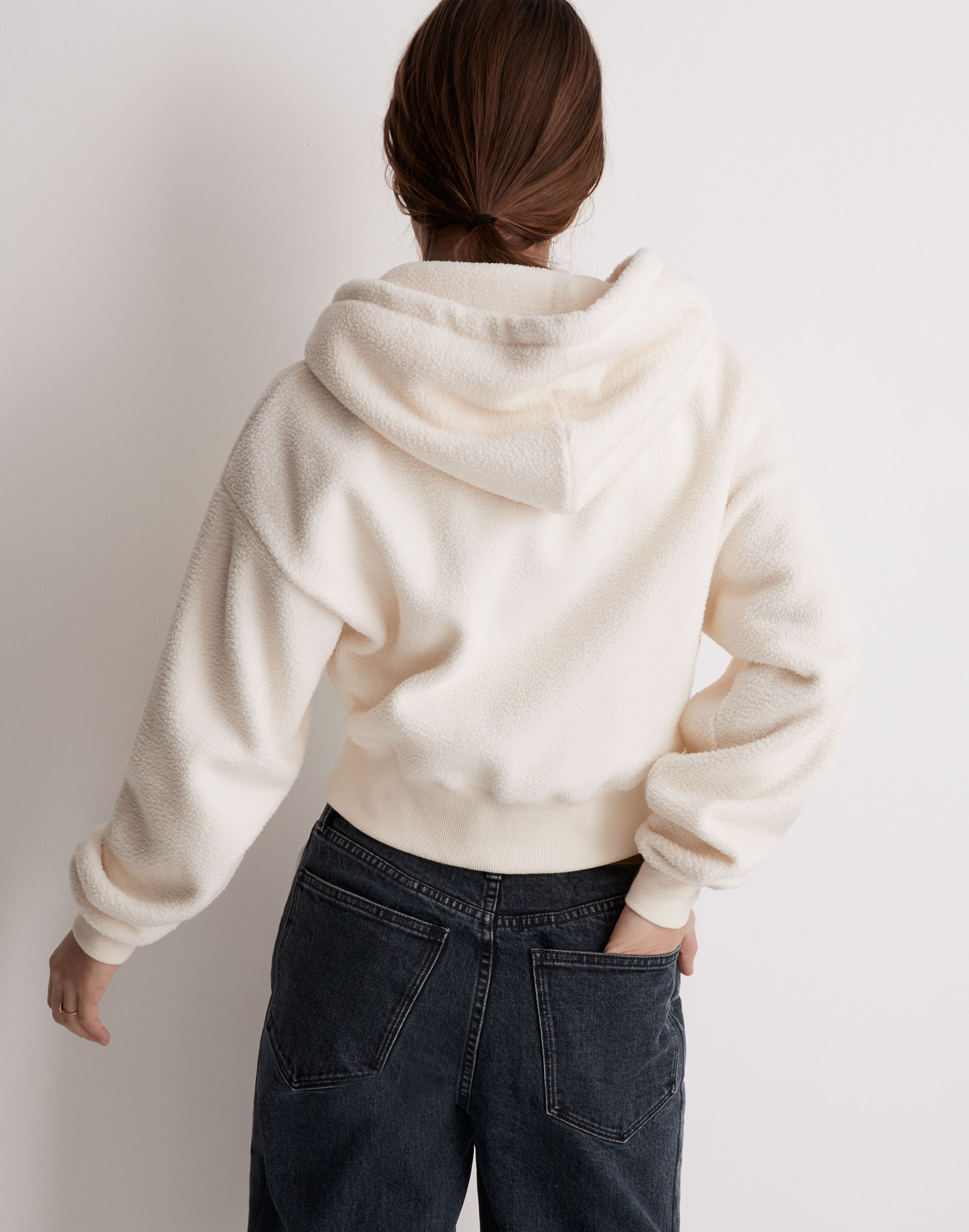 MWL Sherpa Zip-Front Drawstring Hoodie Sweatshirt | Madewell