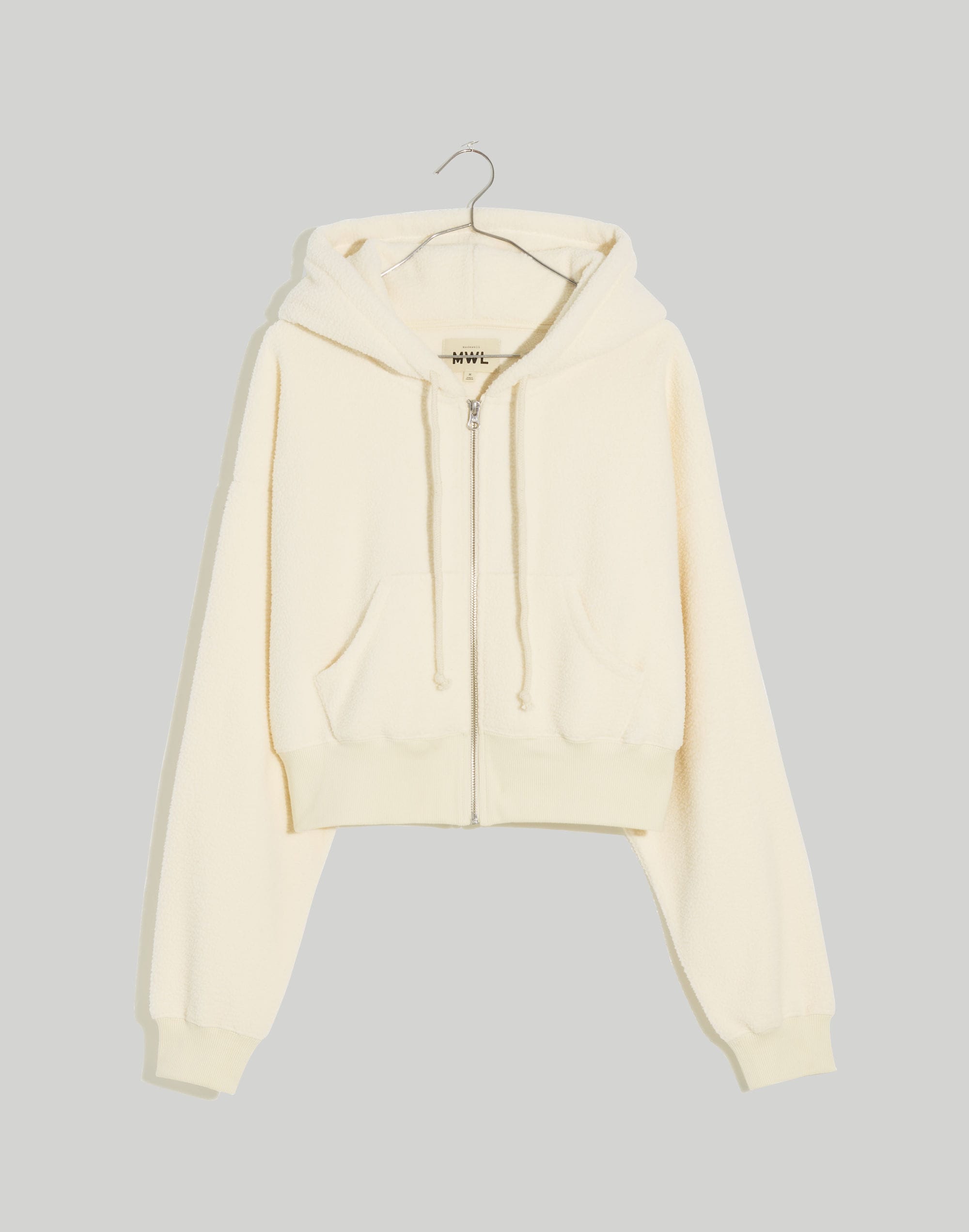 MWL Sherpa Zip-Front Drawstring Hoodie Sweatshirt | Madewell