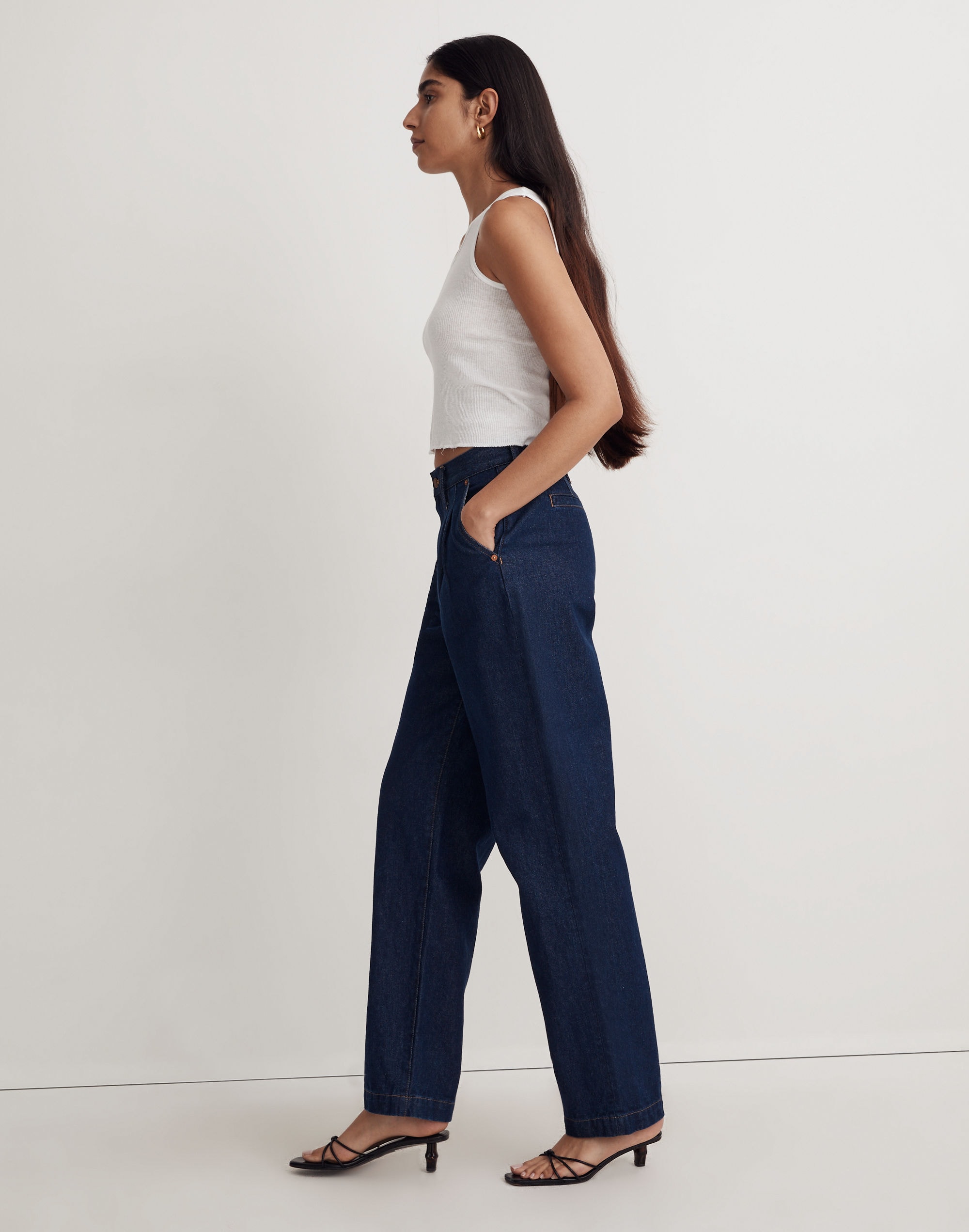 Baggy Straight Jeans Woodham Wash: Pleated Edition