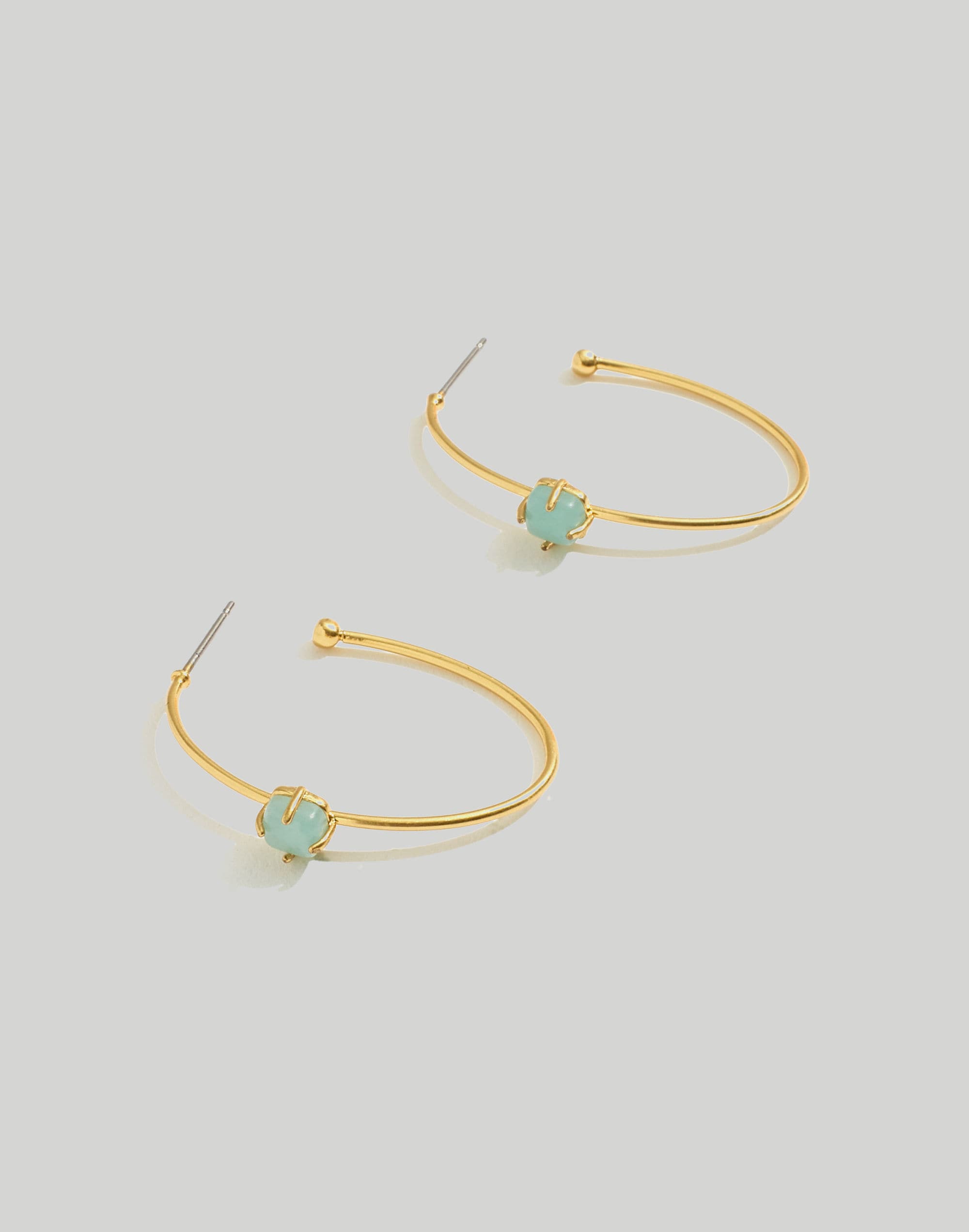 Stone Collection Aquamarine Medium Hoop Earrings | Madewell