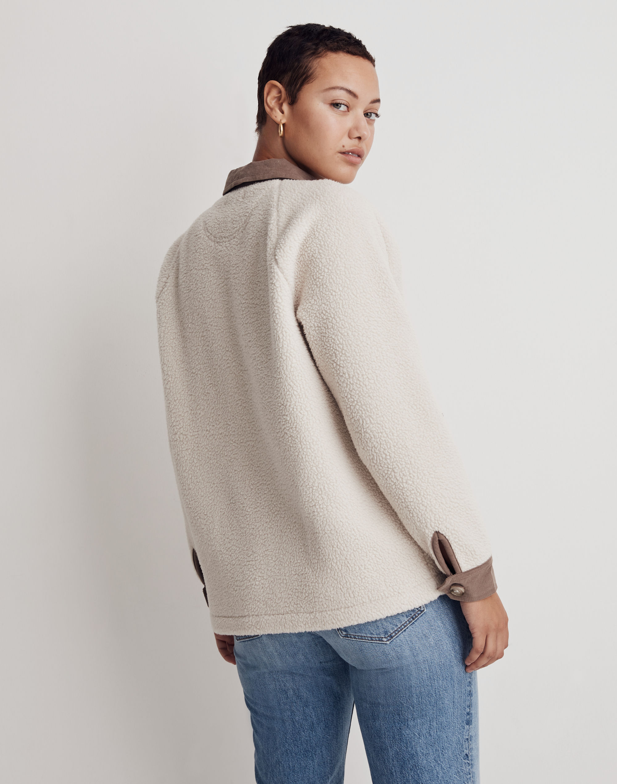 Corduroy-Trimmed (Re)sourced Sherpa Coat | Madewell