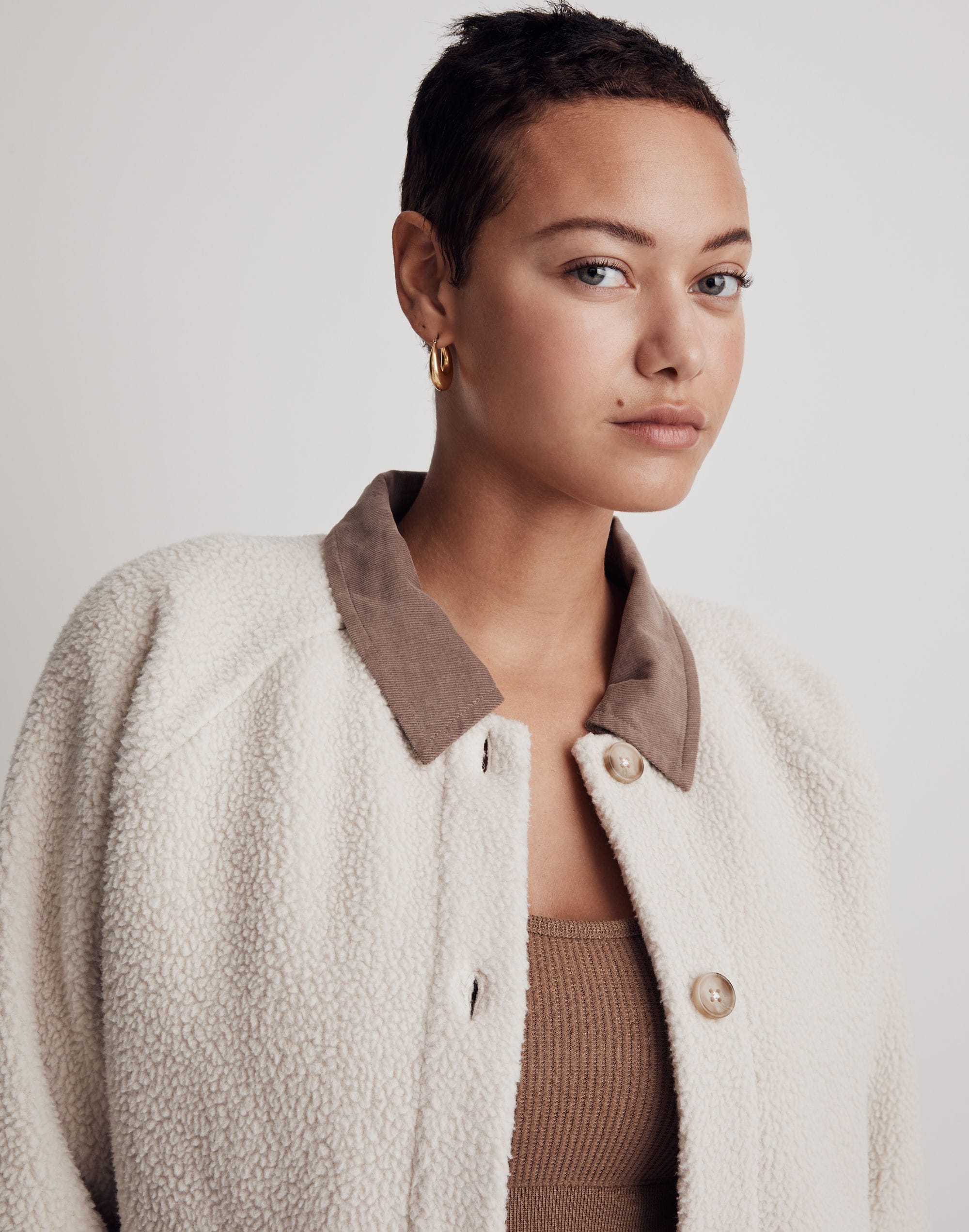 Corduroy-Trimmed (Re)sourced Sherpa Coat | Madewell