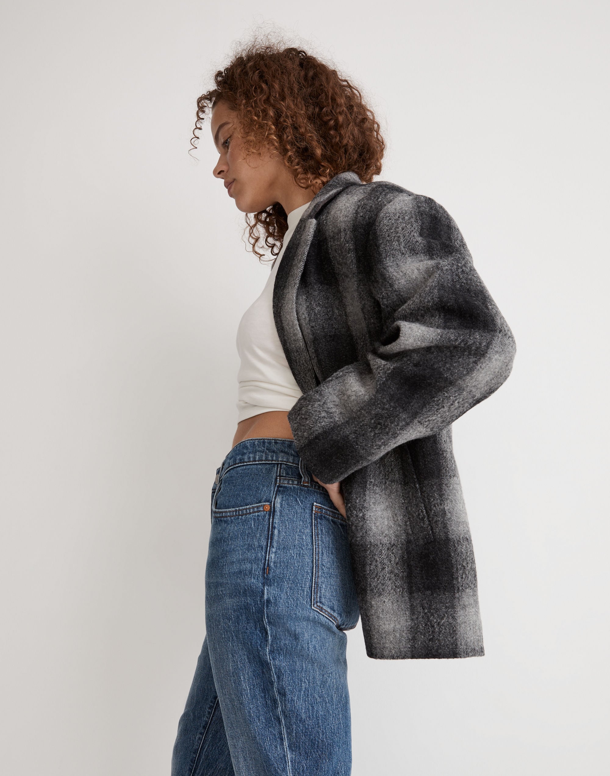 The Oversized Dorset Blazer in Buffalo Check Boiled Wool | Madewell