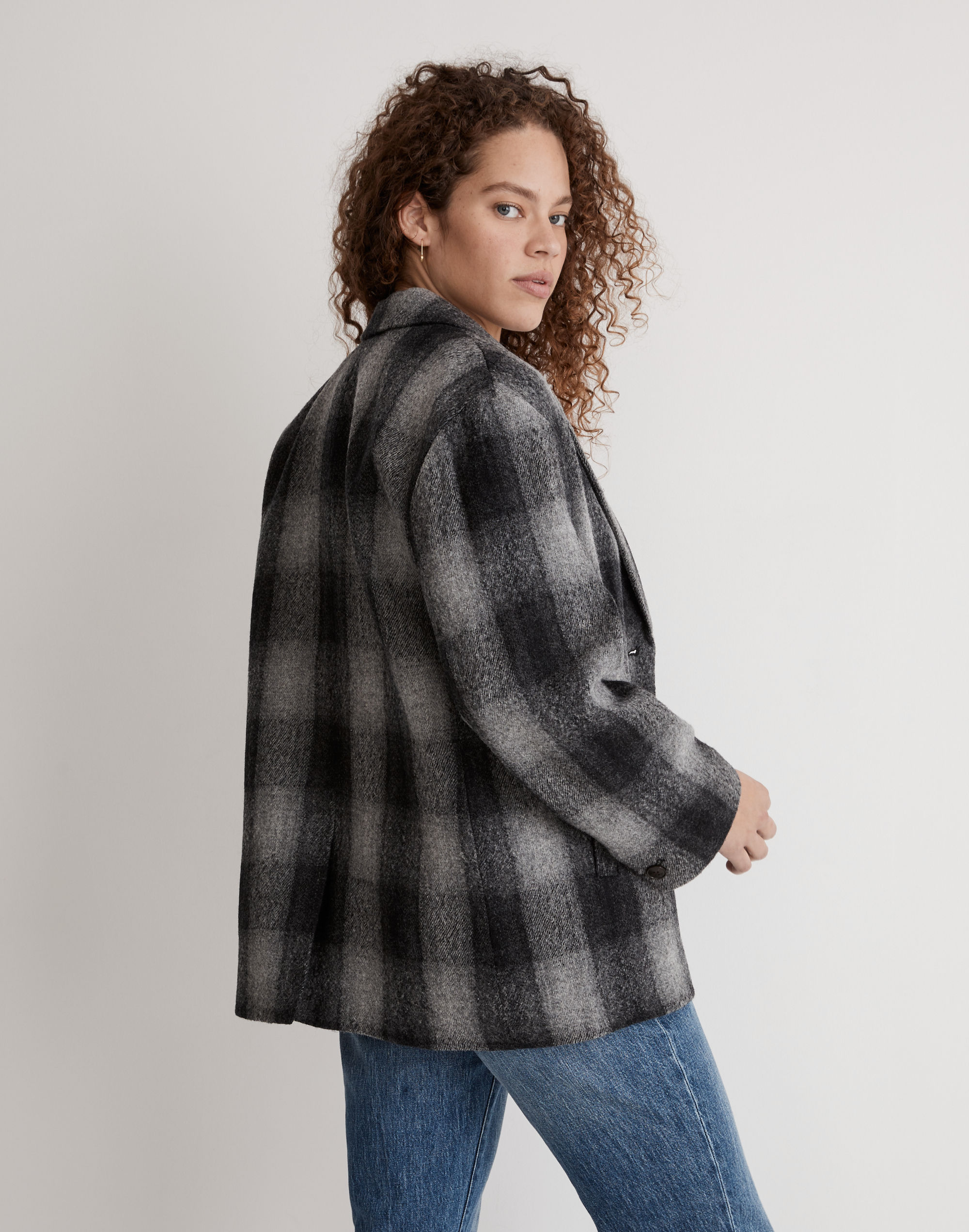 The Oversized Dorset Blazer in Buffalo Check Boiled Wool | Madewell