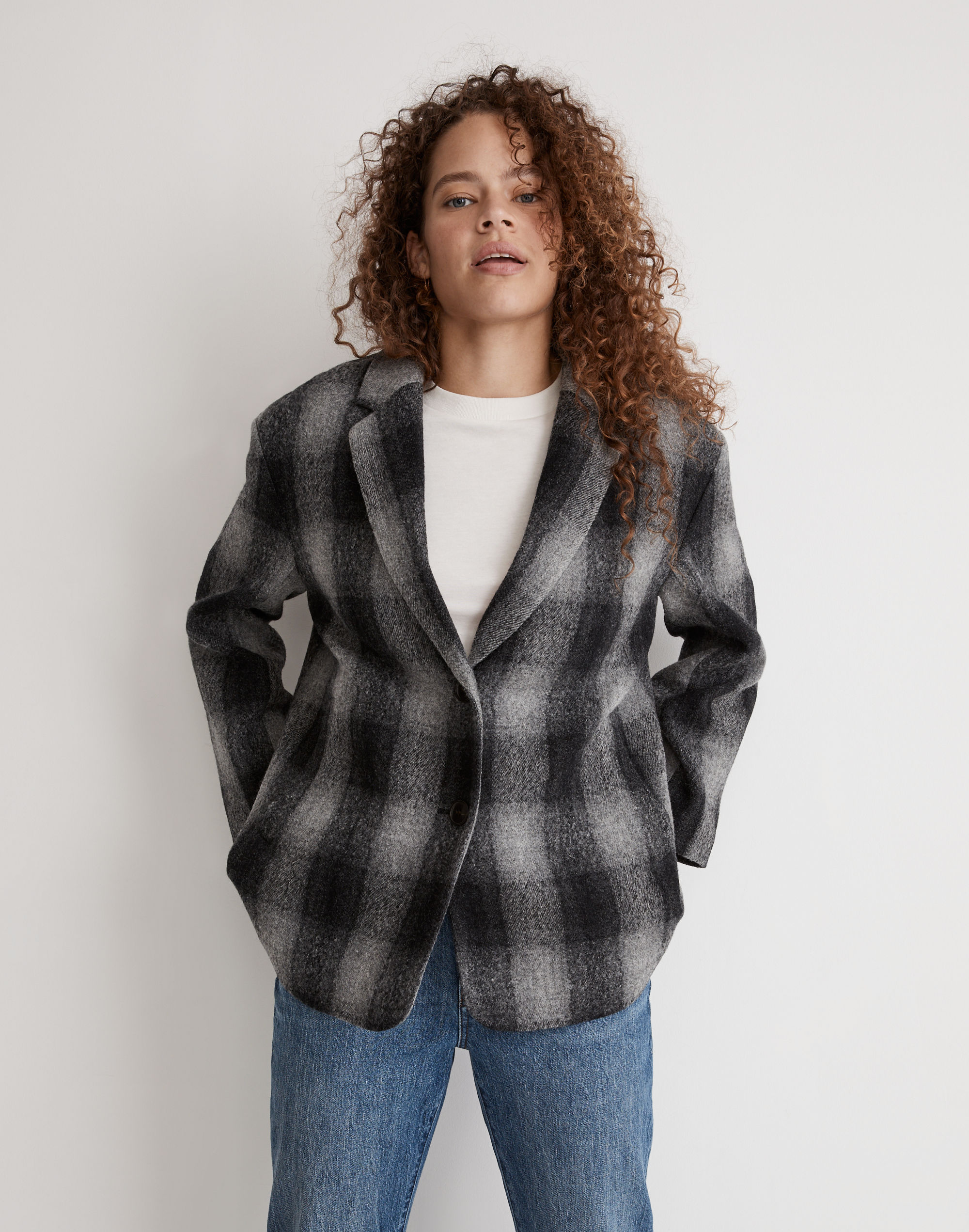 The Oversized Dorset Blazer in Buffalo Check Boiled Wool | Madewell