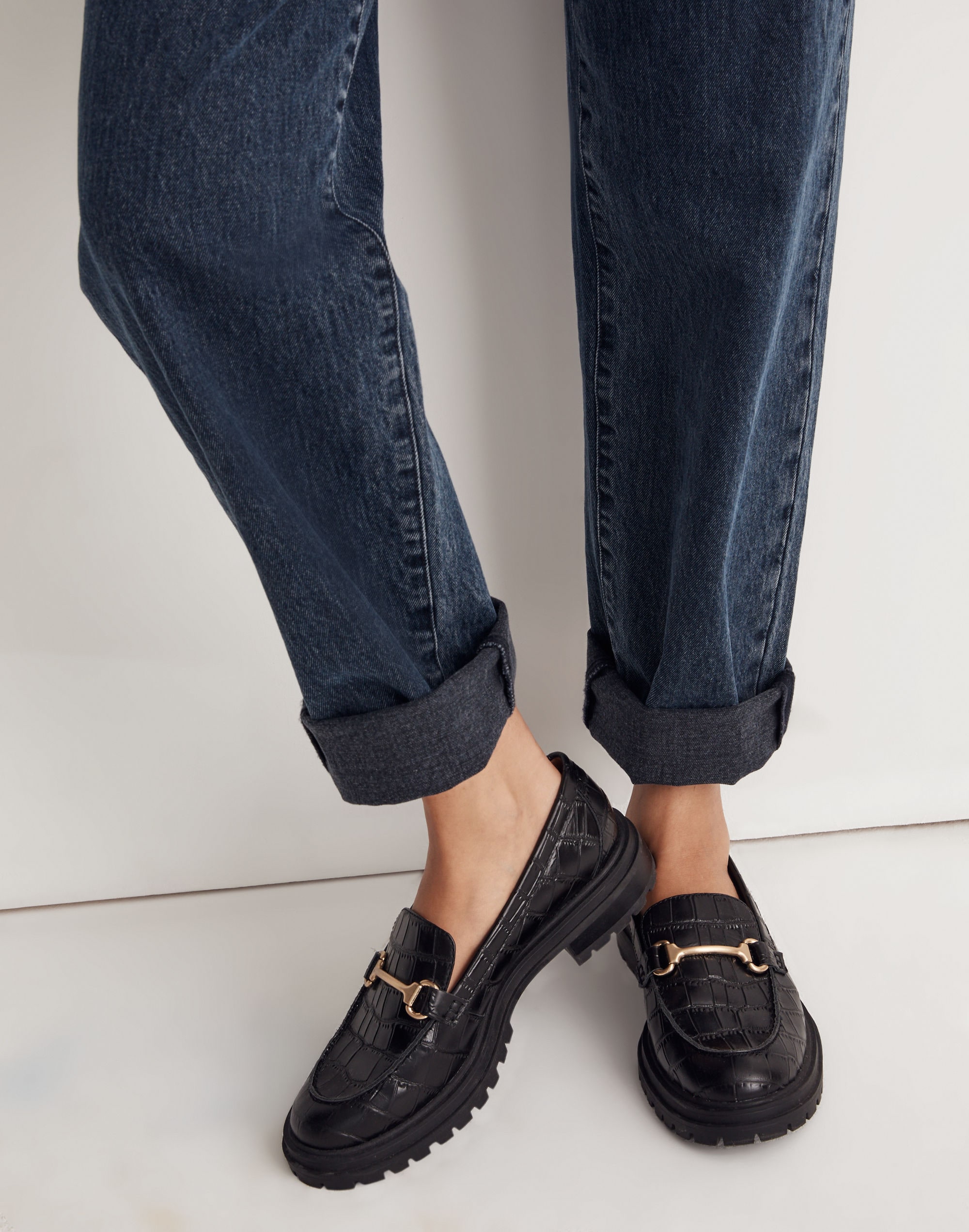 The Bradley Hardware Lugsole Loafer Croc Embossed Leather | Madewell