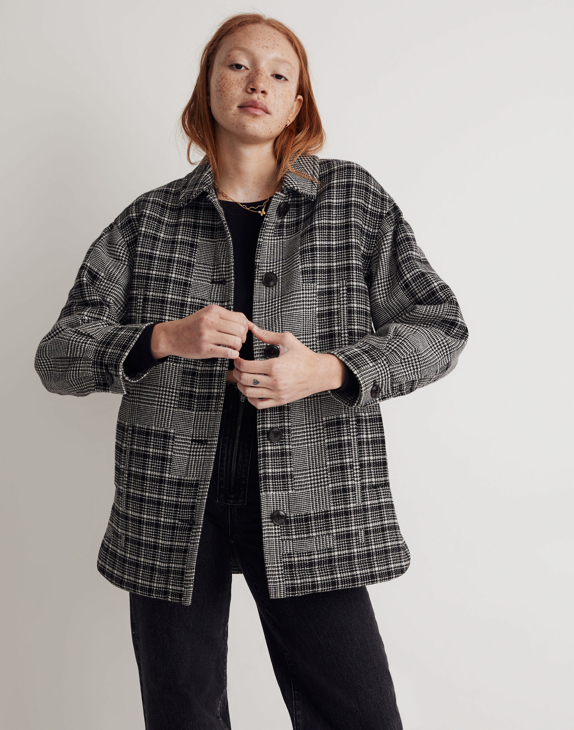 Quilt-Lined Shirt-Jacket in Patchwork Print