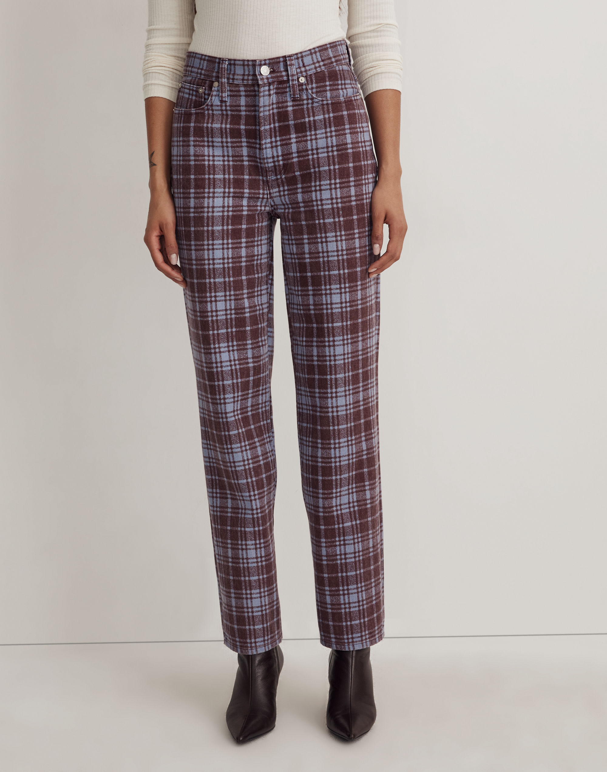 The Perfect Vintage Straight Jean Cabernet Plaid | Madewell