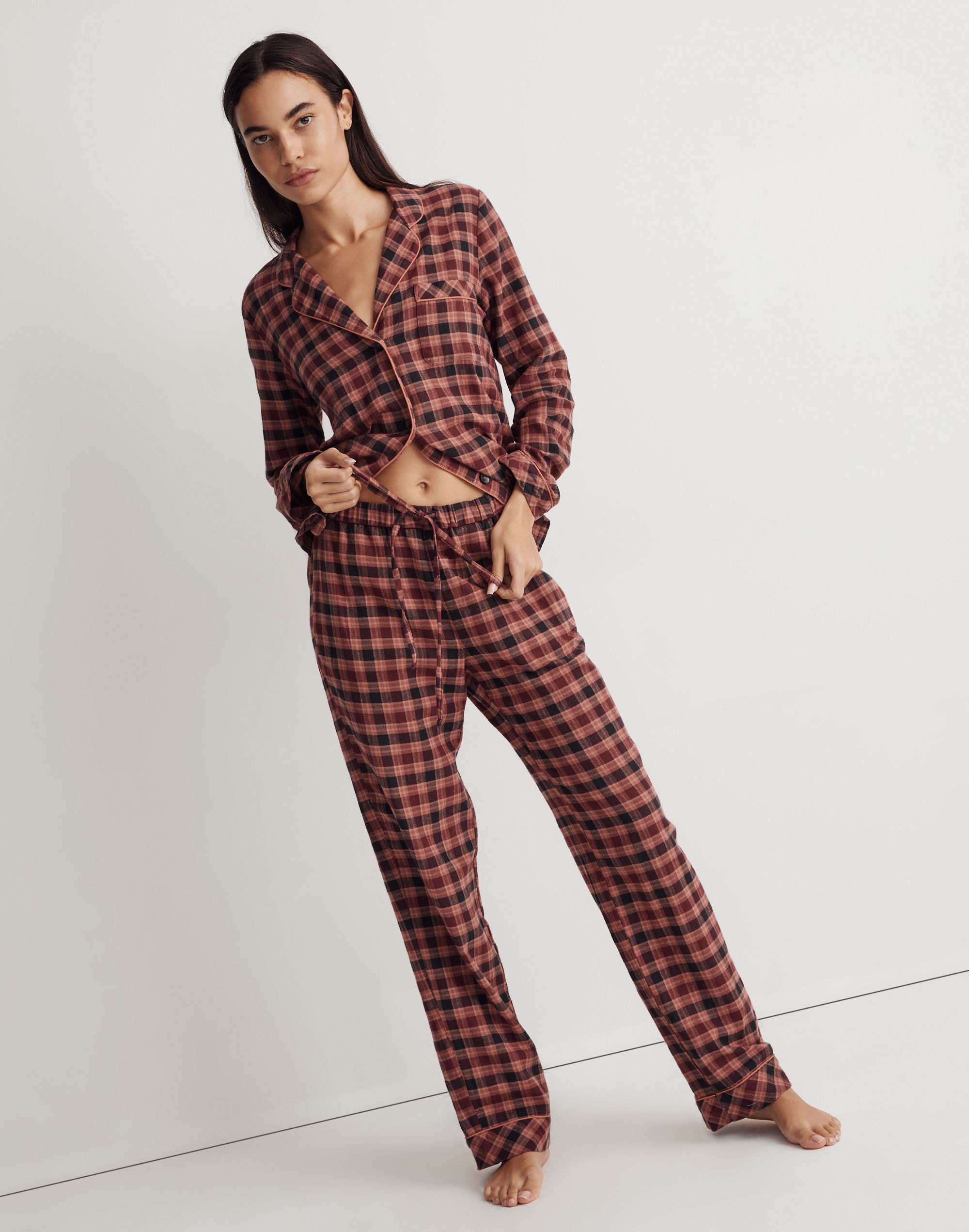 Flannel Bedtime Pajama Set in Plaid