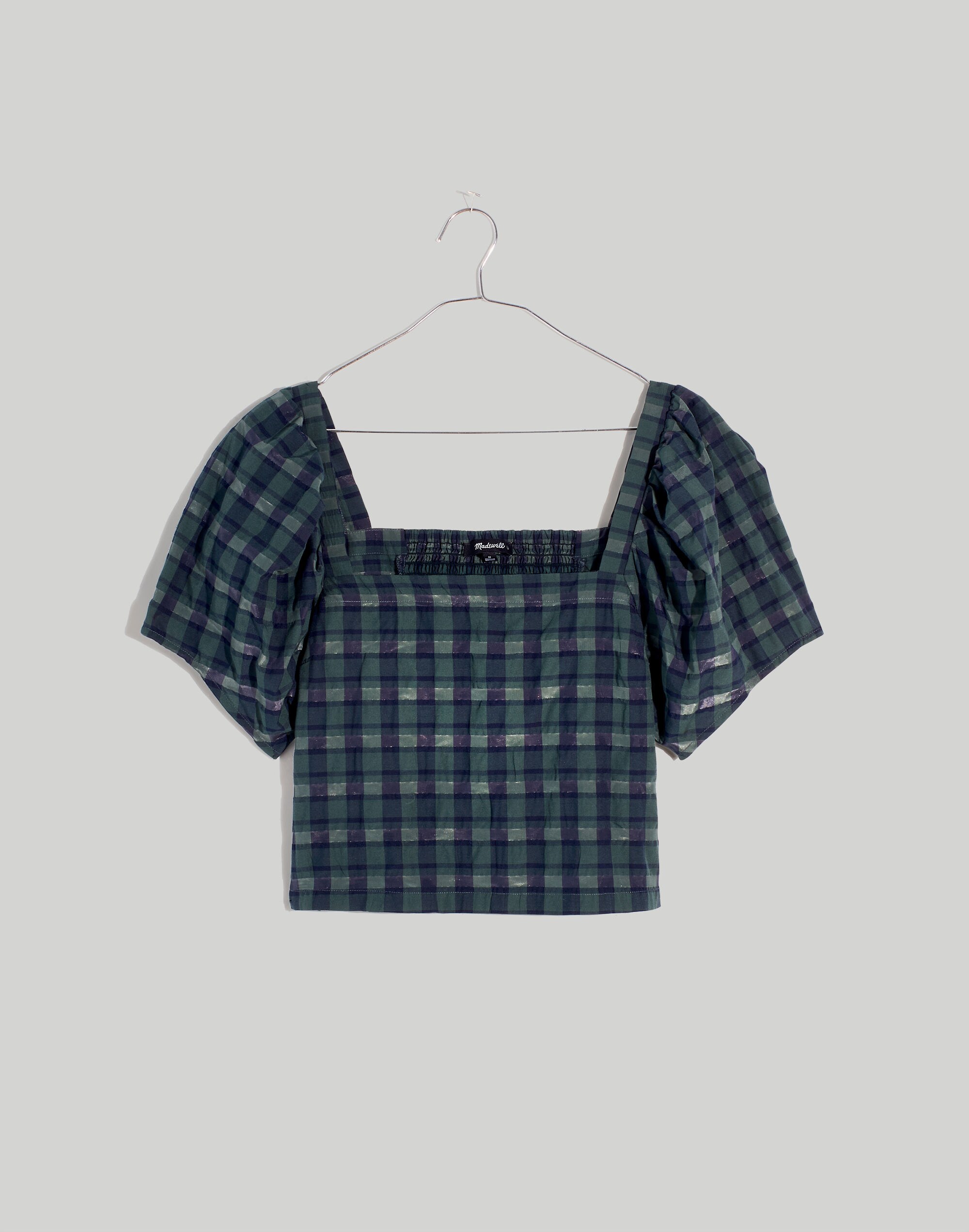 Hopewell Puff-Sleeve Crop Top in Plaid | Madewell