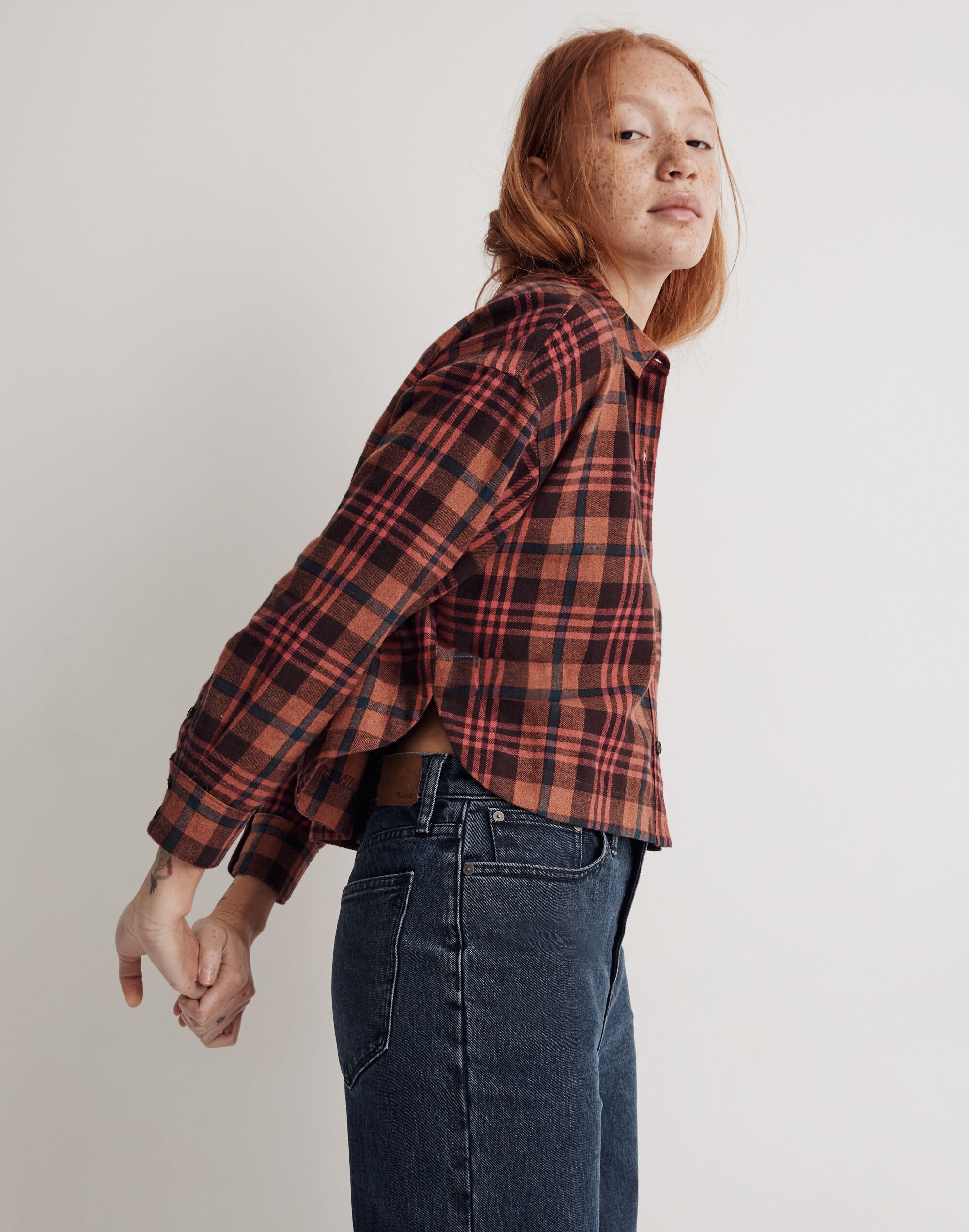 Red Flannel Crop Jacket – Floranz