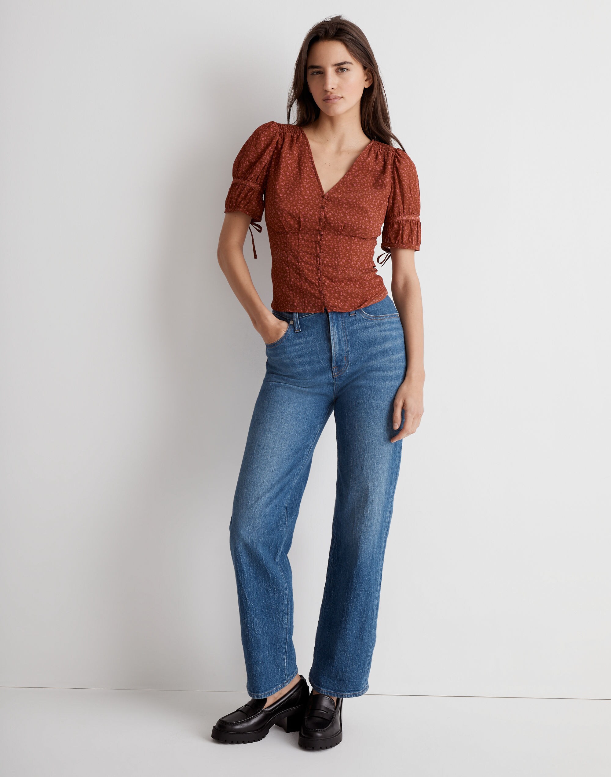 Recycled Georgette Button-Front Top | Madewell