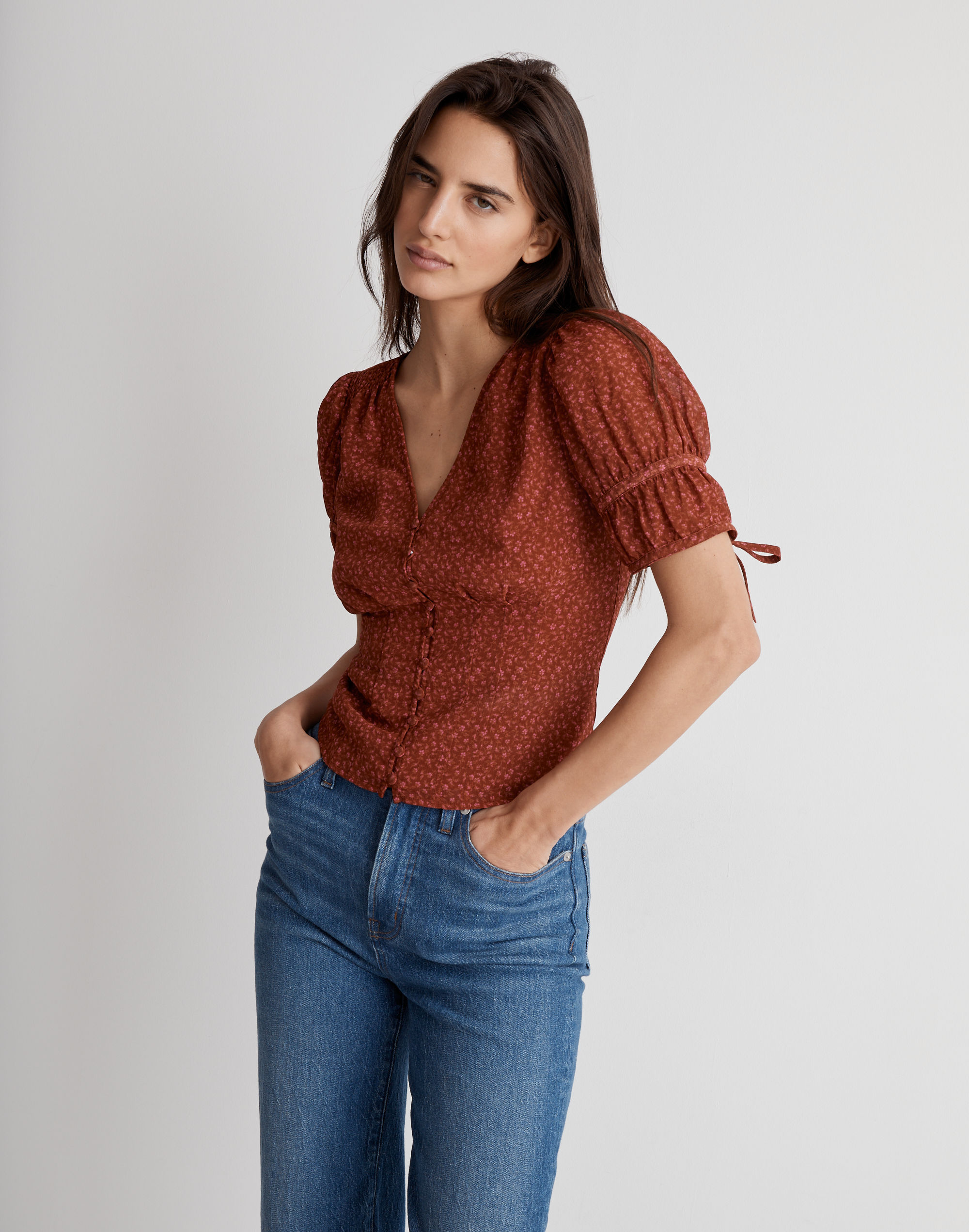 Recycled Georgette Button-Front Top | Madewell