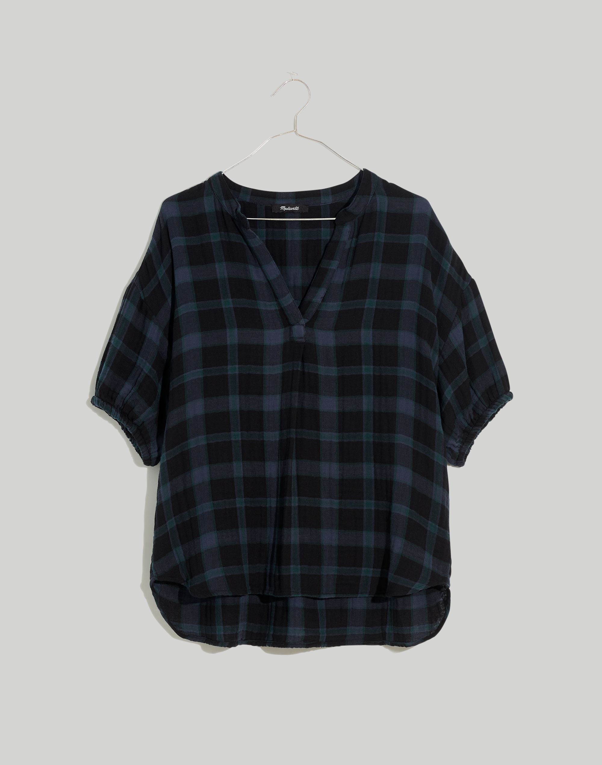 Lightspun Bubble-Sleeve Top Plaid | Madewell