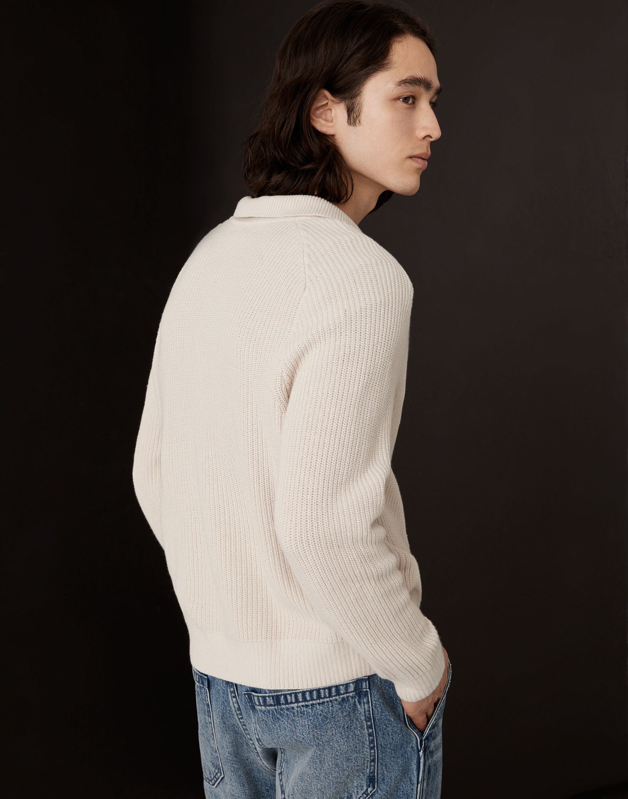 Cotton-Linen Long-Sleeve Sweater Polo | Madewell