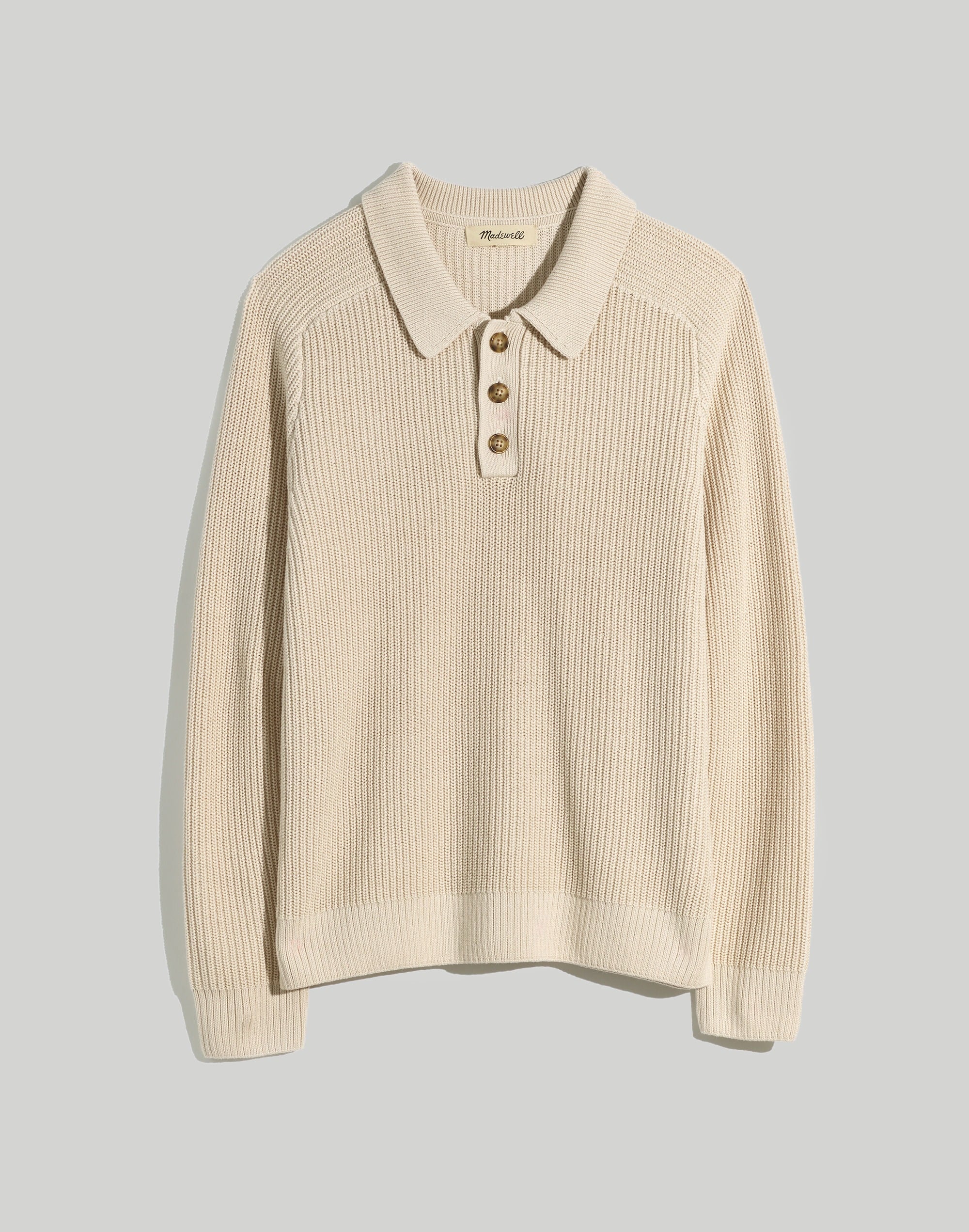 Cotton-Linen Long-Sleeve Sweater Polo | Madewell