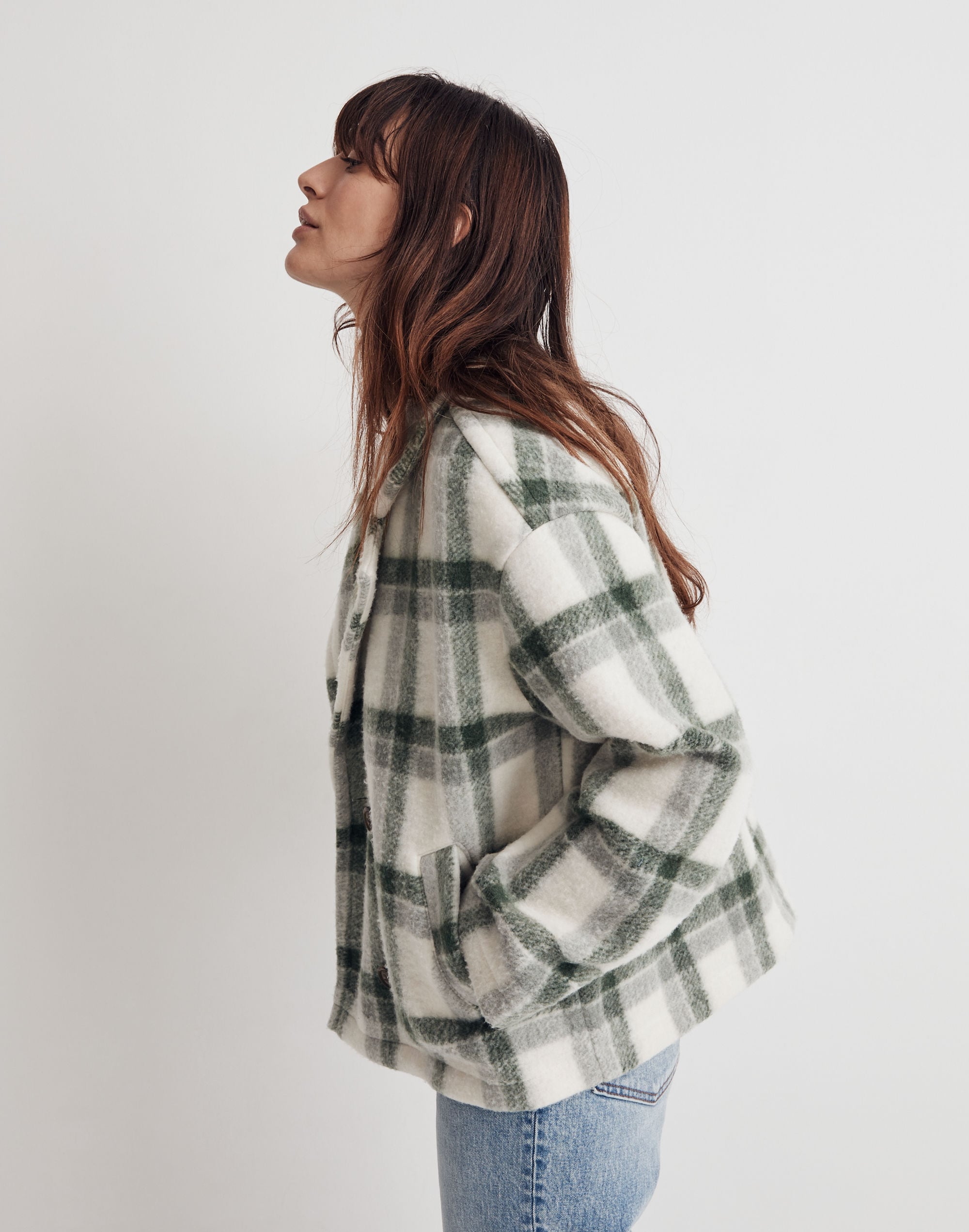 Jacquard Double-Breasted Crop Blazer in Plaid | Madewell